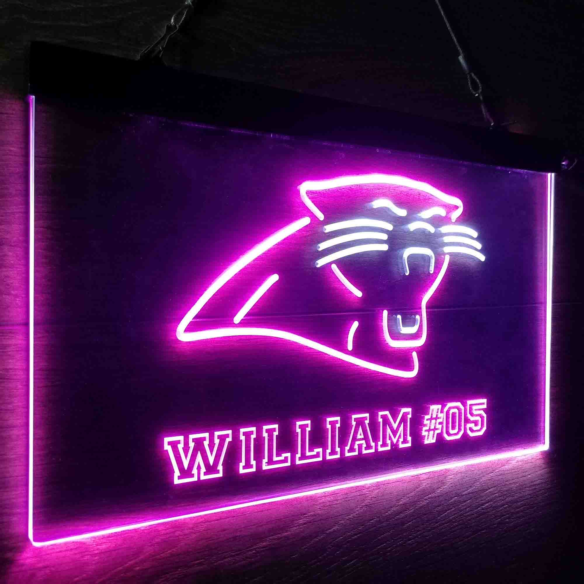 Personalized Carolina Panthers Team Number Neon-Like LED Sign - ProLedSign