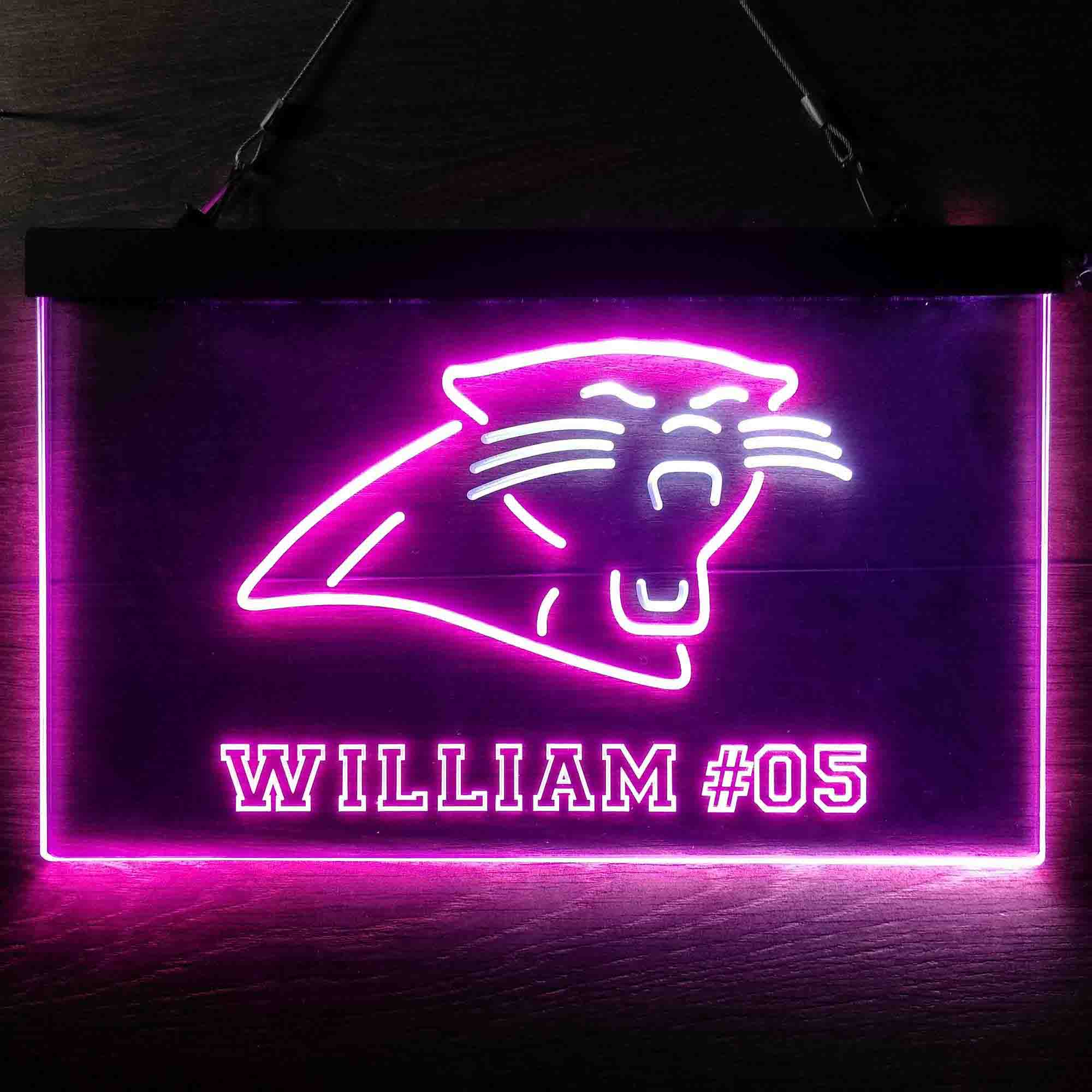 Personalized Carolina Panthers Team Number Neon-Like LED Sign - ProLedSign