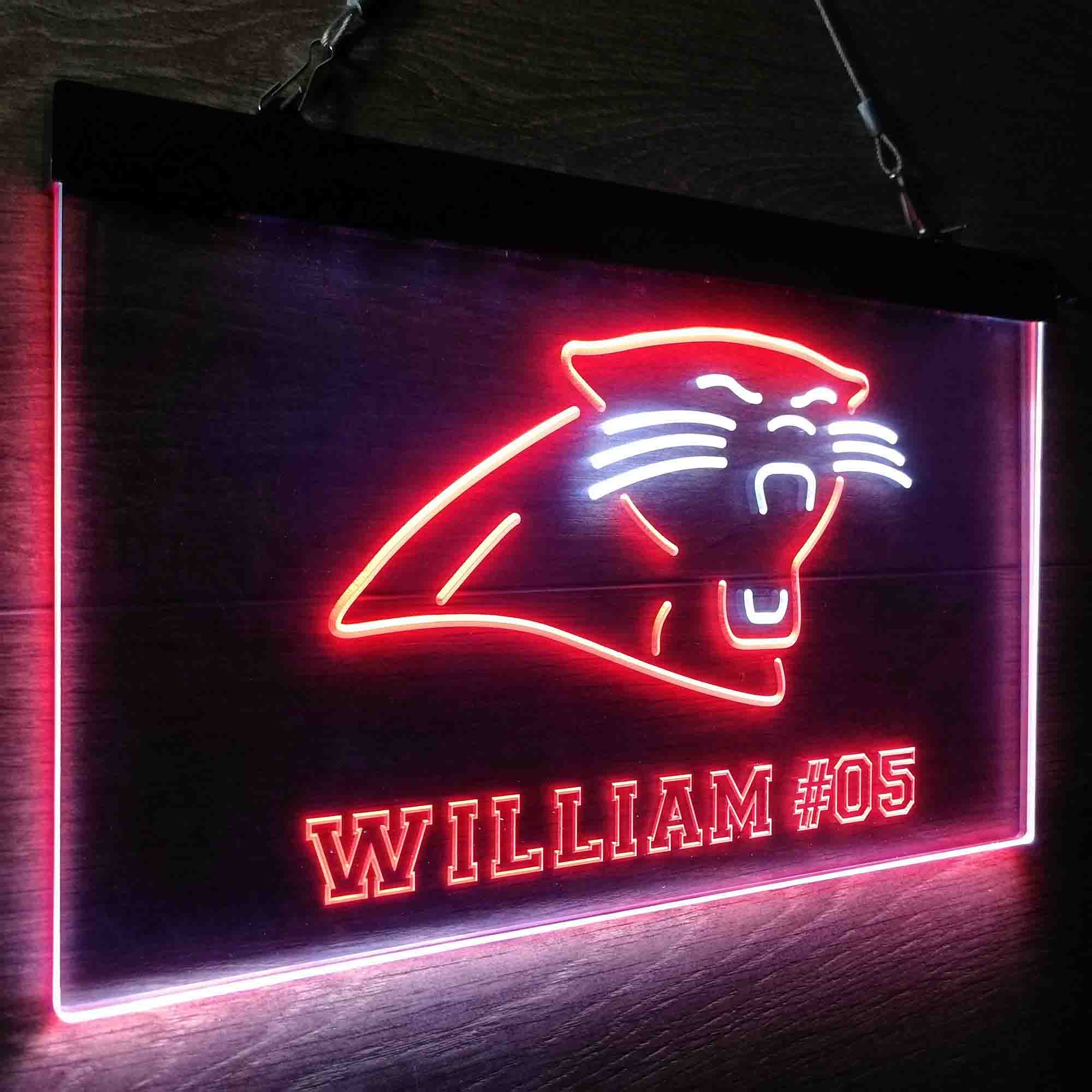 Personalized Carolina Panthers Team Number Neon-Like LED Sign - ProLedSign