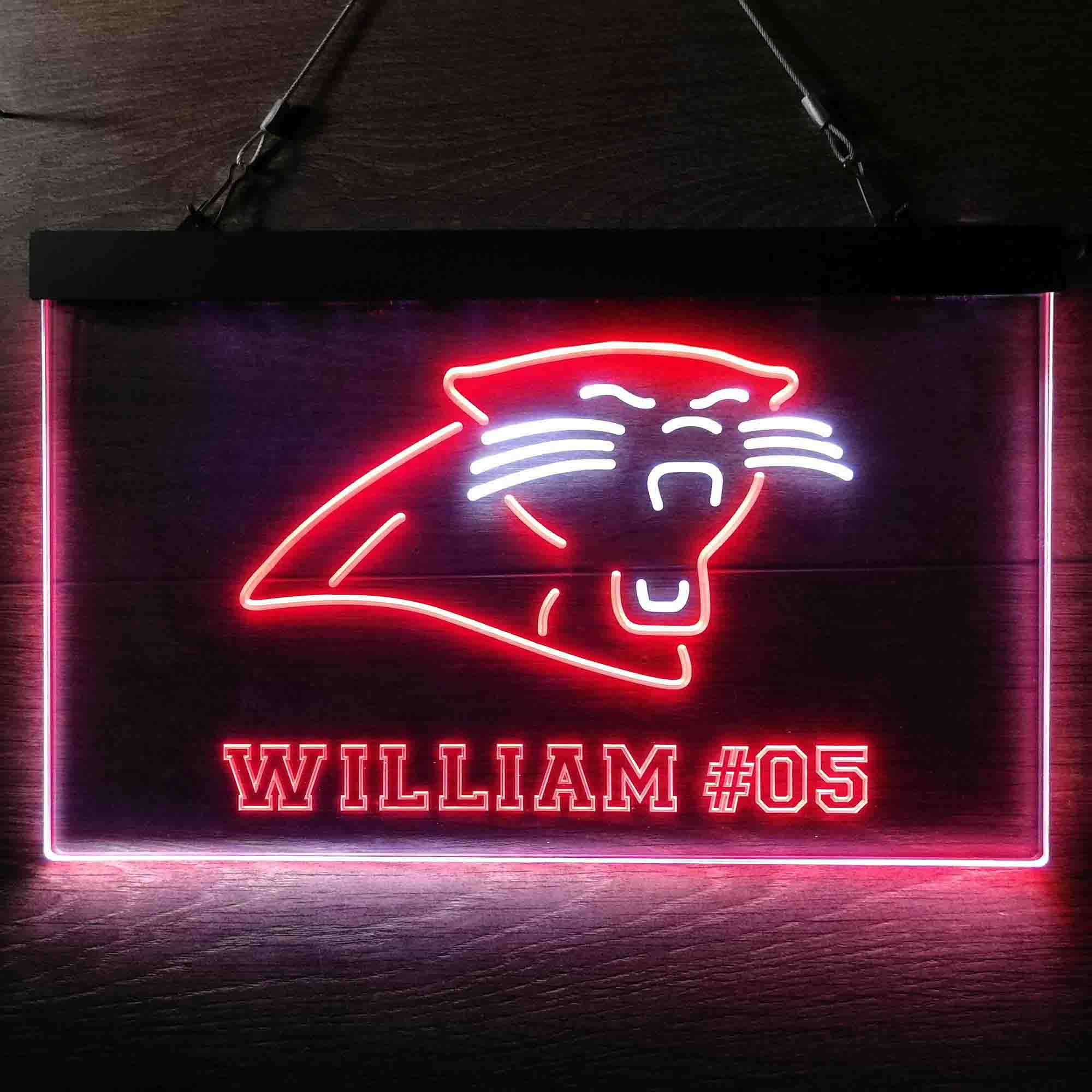 Personalized Carolina Panthers Team Number Neon-Like LED Sign - ProLedSign