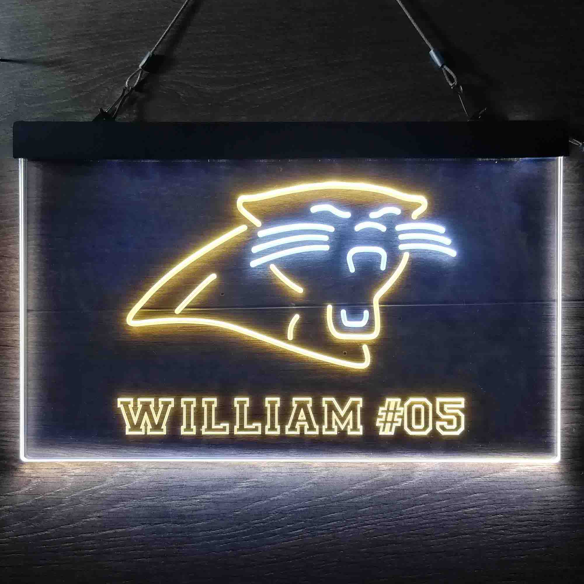 Personalized Carolina Panthers Team Number Neon-Like LED Sign - ProLedSign