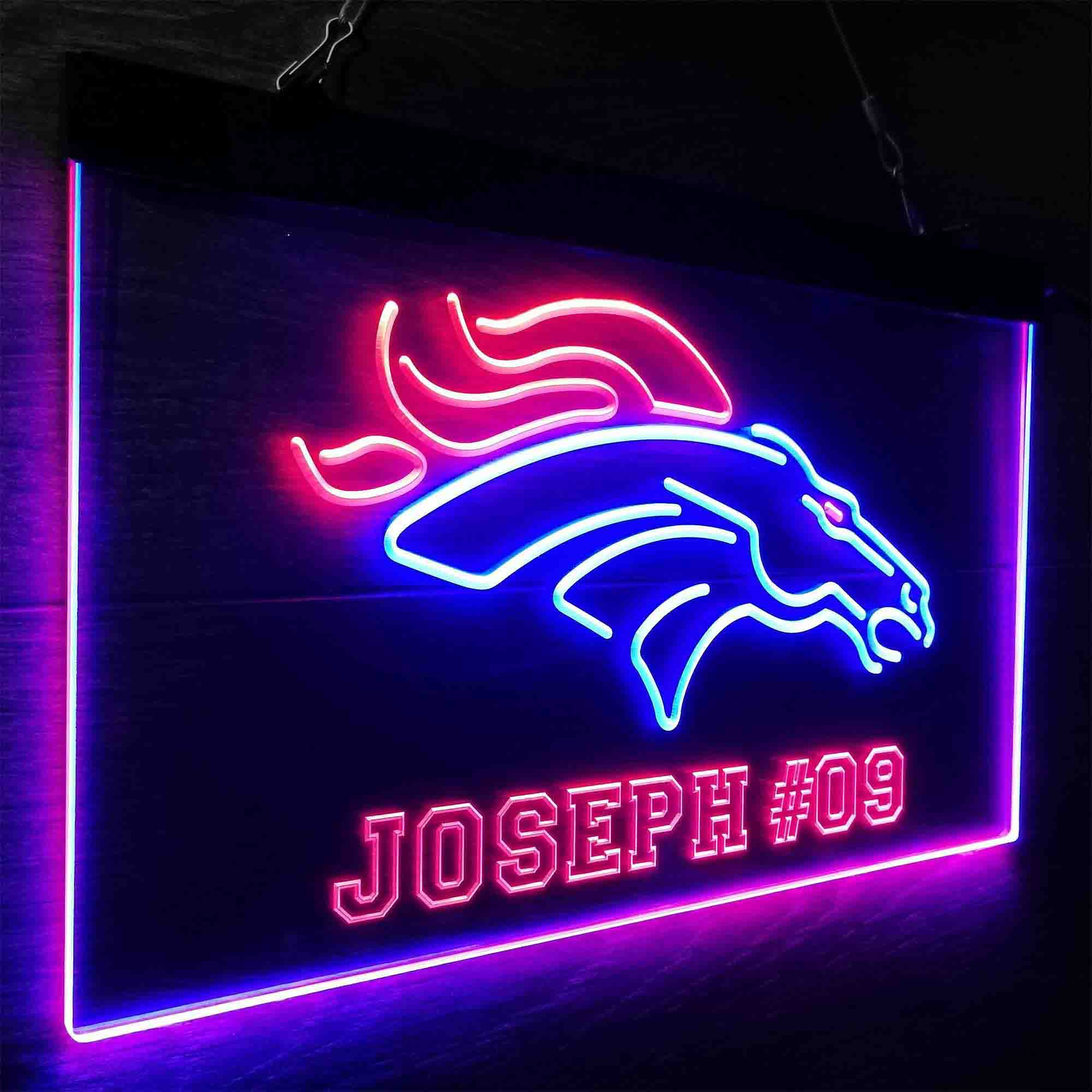 Personalized Denver Broncos Team Number Neon-Like LED Sign - ProLedSign