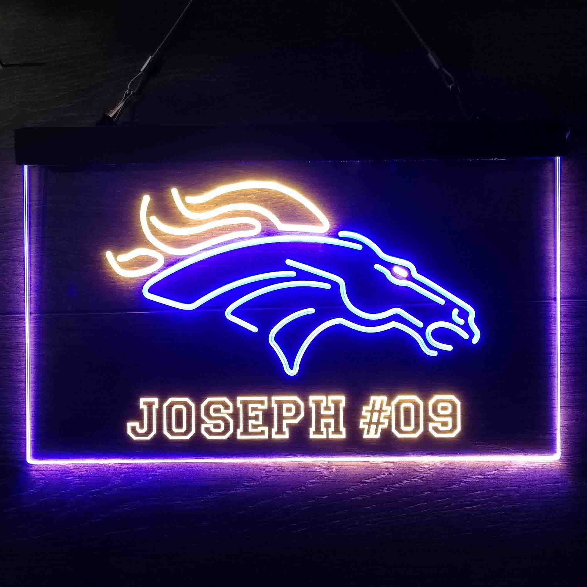 Personalized Denver Broncos Team Number Neon-Like LED Sign - ProLedSign