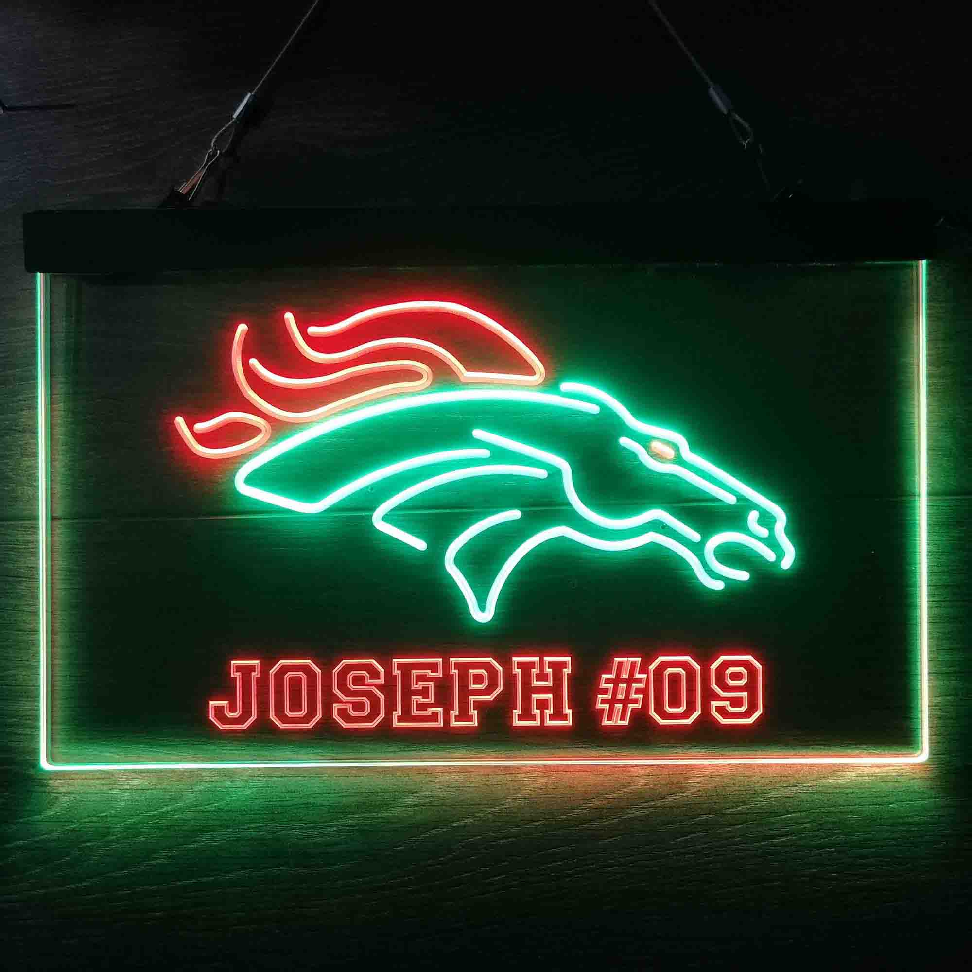 Personalized Denver Broncos Team Number Neon-Like LED Sign - ProLedSign