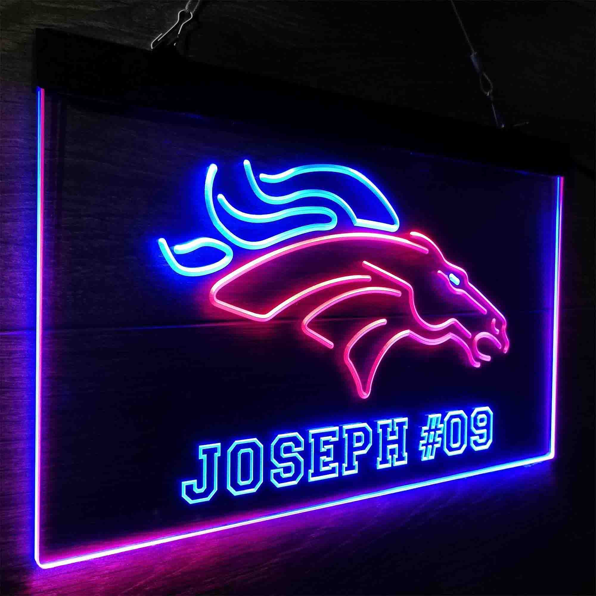 Personalized Denver Broncos Team Number Neon-Like LED Sign - ProLedSign