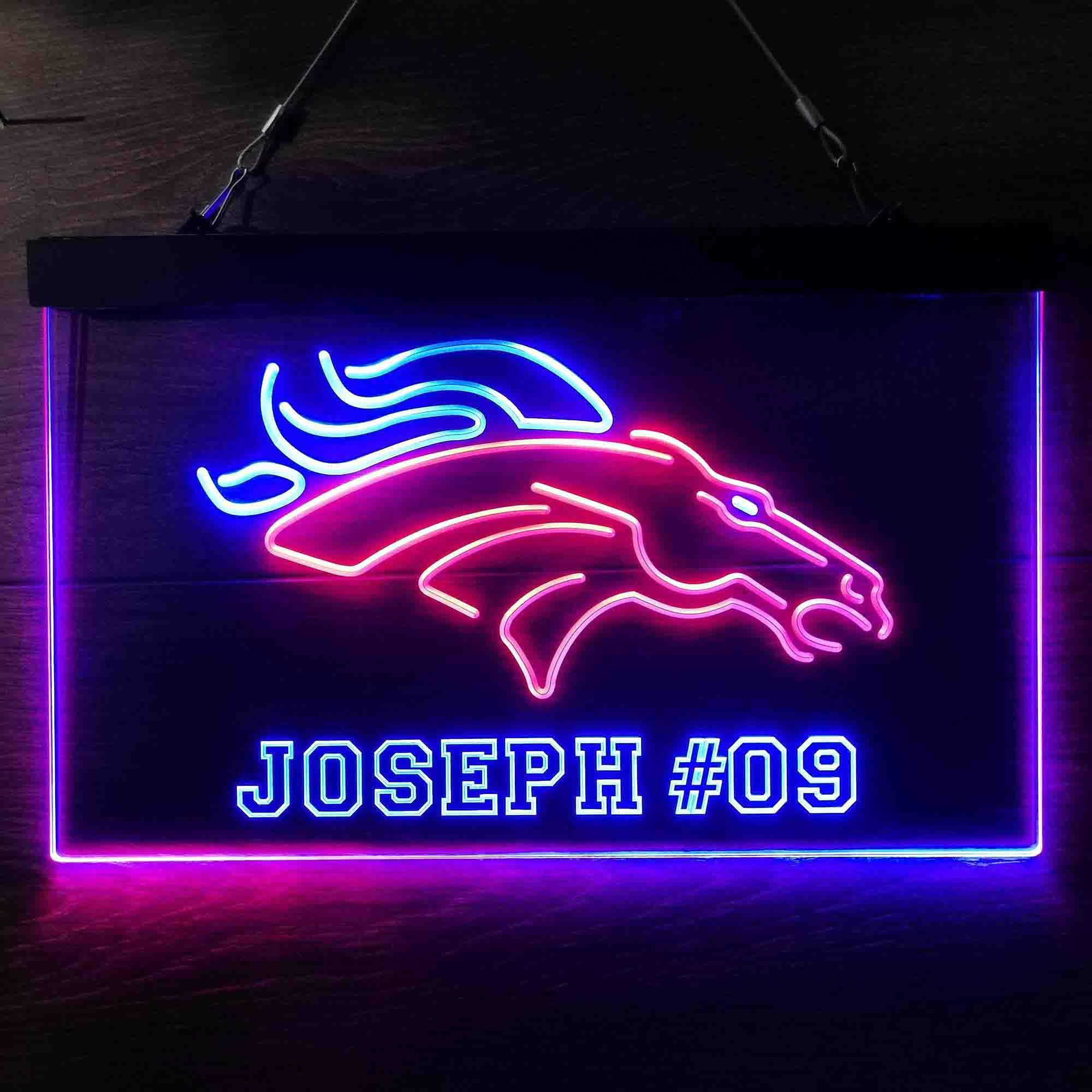 Personalized Denver Broncos Team Number Neon-Like LED Sign - ProLedSign