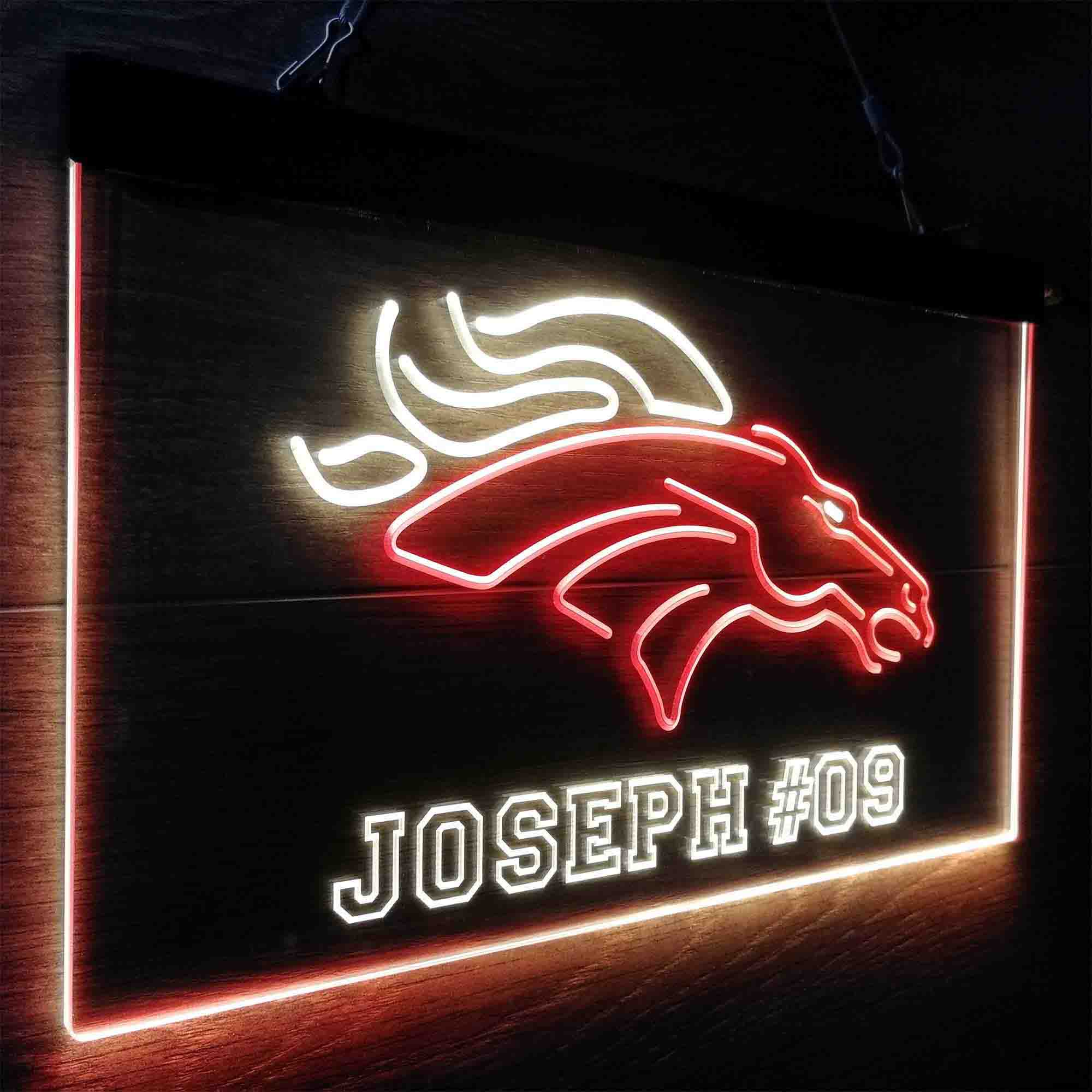 Personalized Denver Broncos Team Number Neon-Like LED Sign - ProLedSign