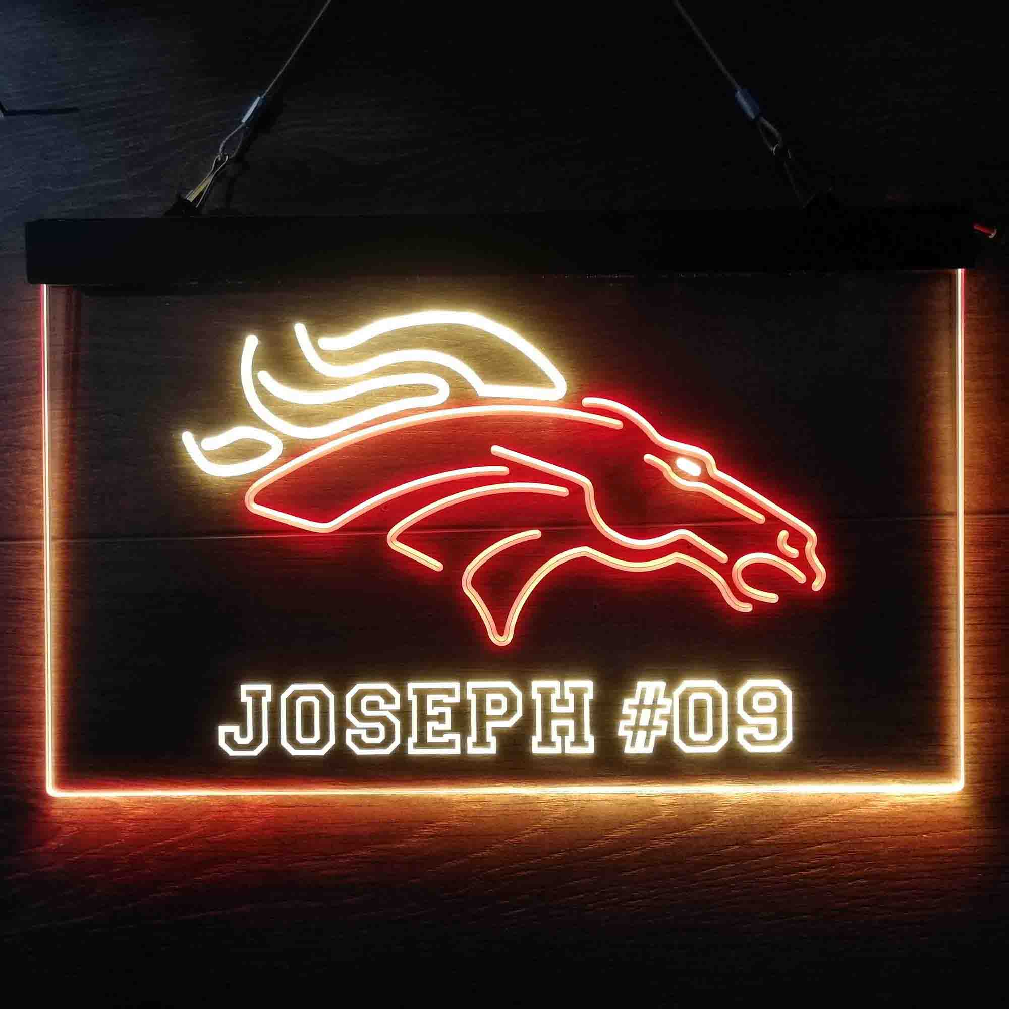 Personalized Denver Broncos Team Number Neon-Like LED Sign - ProLedSign