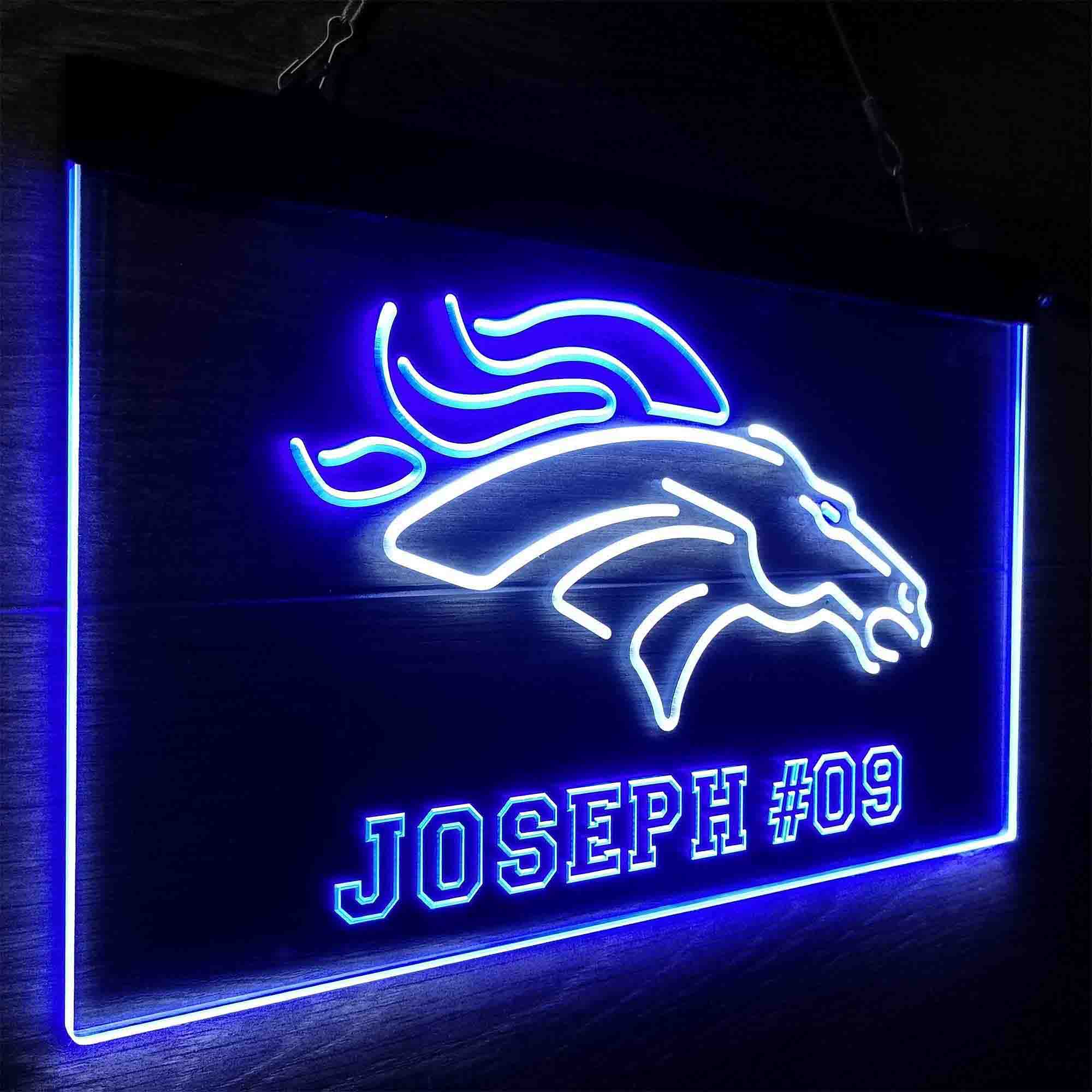 Personalized Denver Broncos Team Number Neon-Like LED Sign - ProLedSign