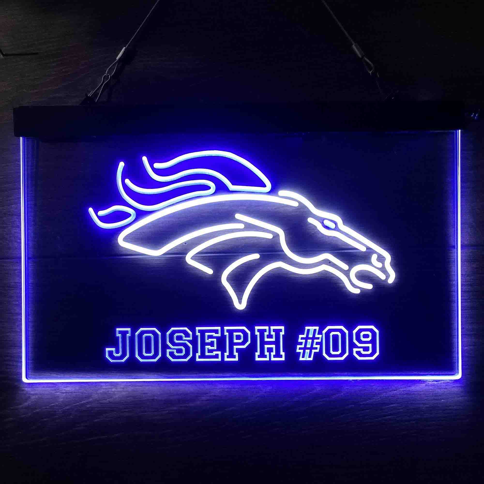 Personalized Denver Broncos Team Number Neon-Like LED Sign - ProLedSign