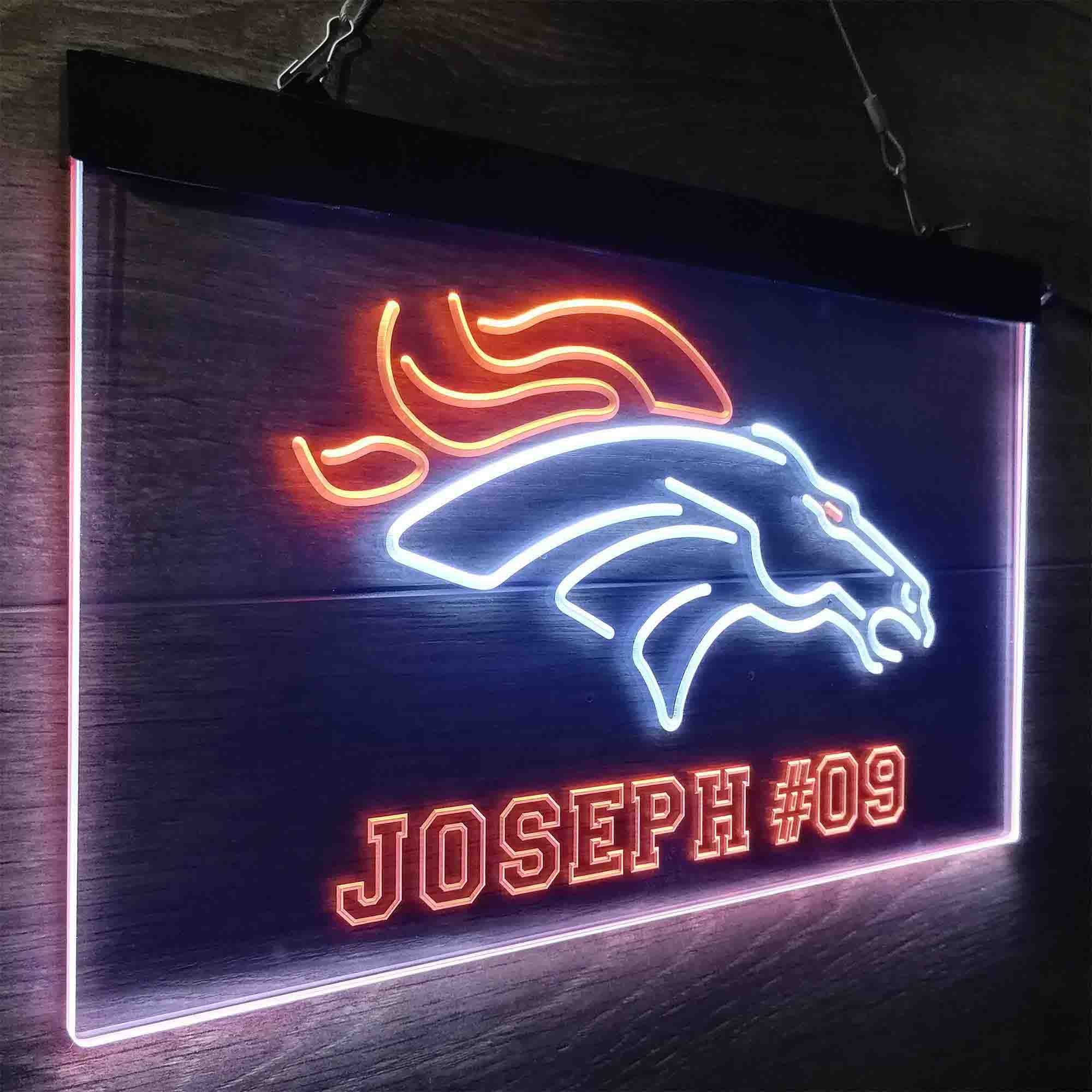 Personalized Denver Broncos Team Number Neon-Like LED Sign - ProLedSign