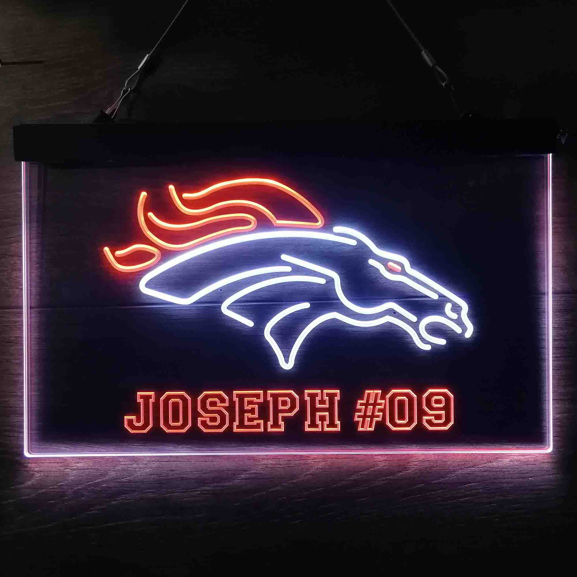 Personalized Denver Broncos Team Number Neon-Like LED Sign - ProLedSign