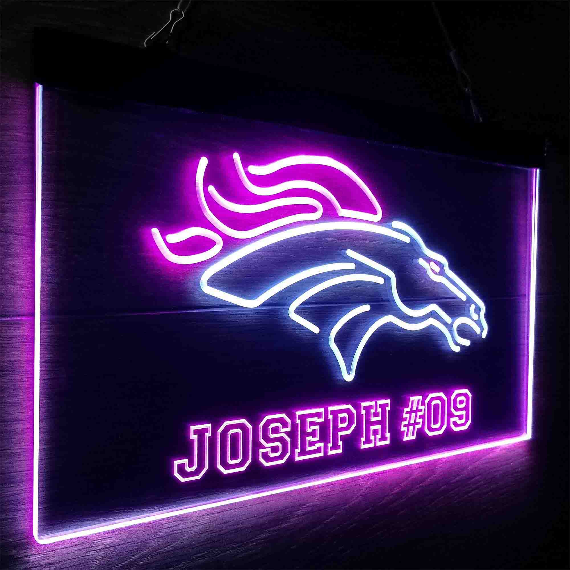 Personalized Denver Broncos Team Number Neon-Like LED Sign - ProLedSign