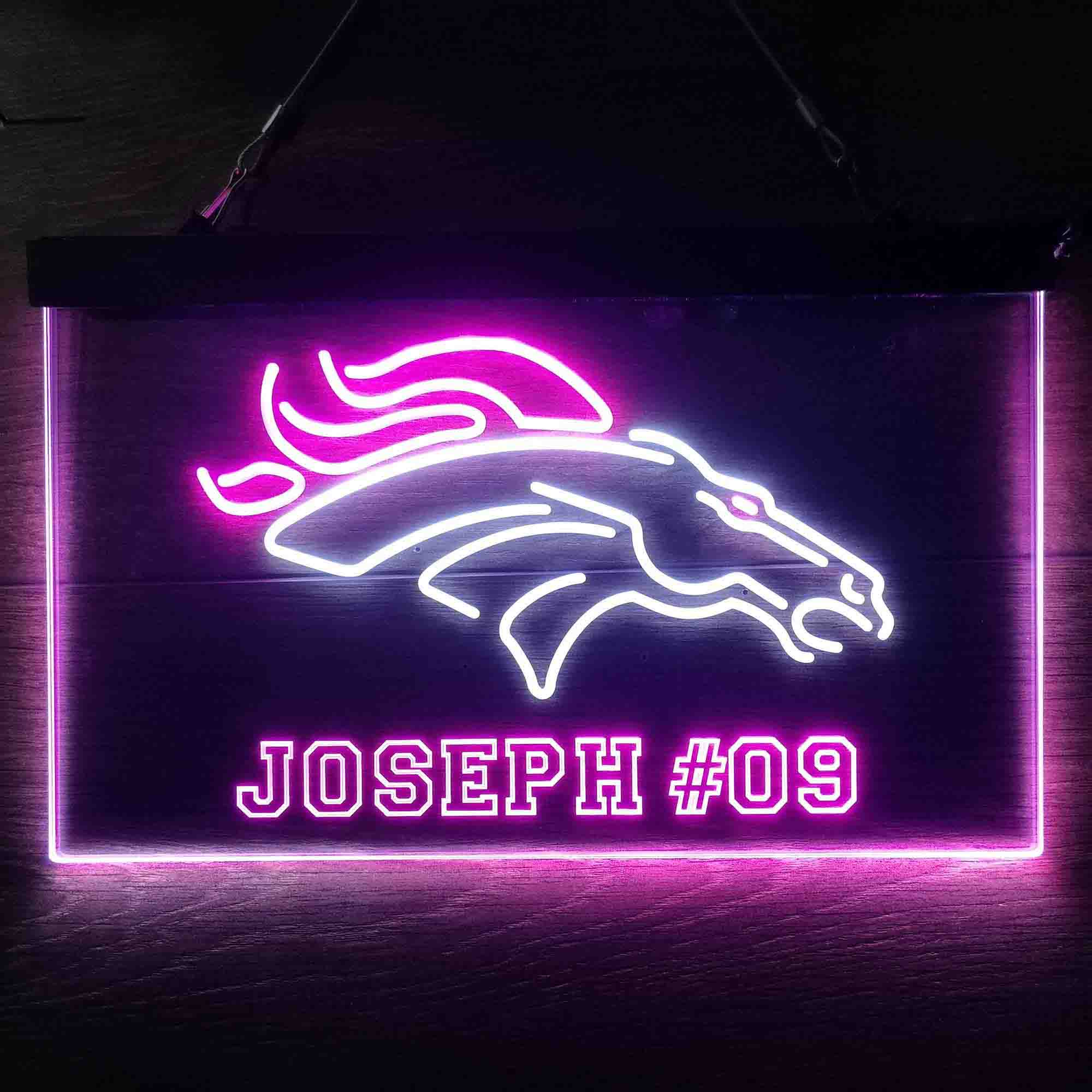 Personalized Denver Broncos Team Number Neon-Like LED Sign - ProLedSign