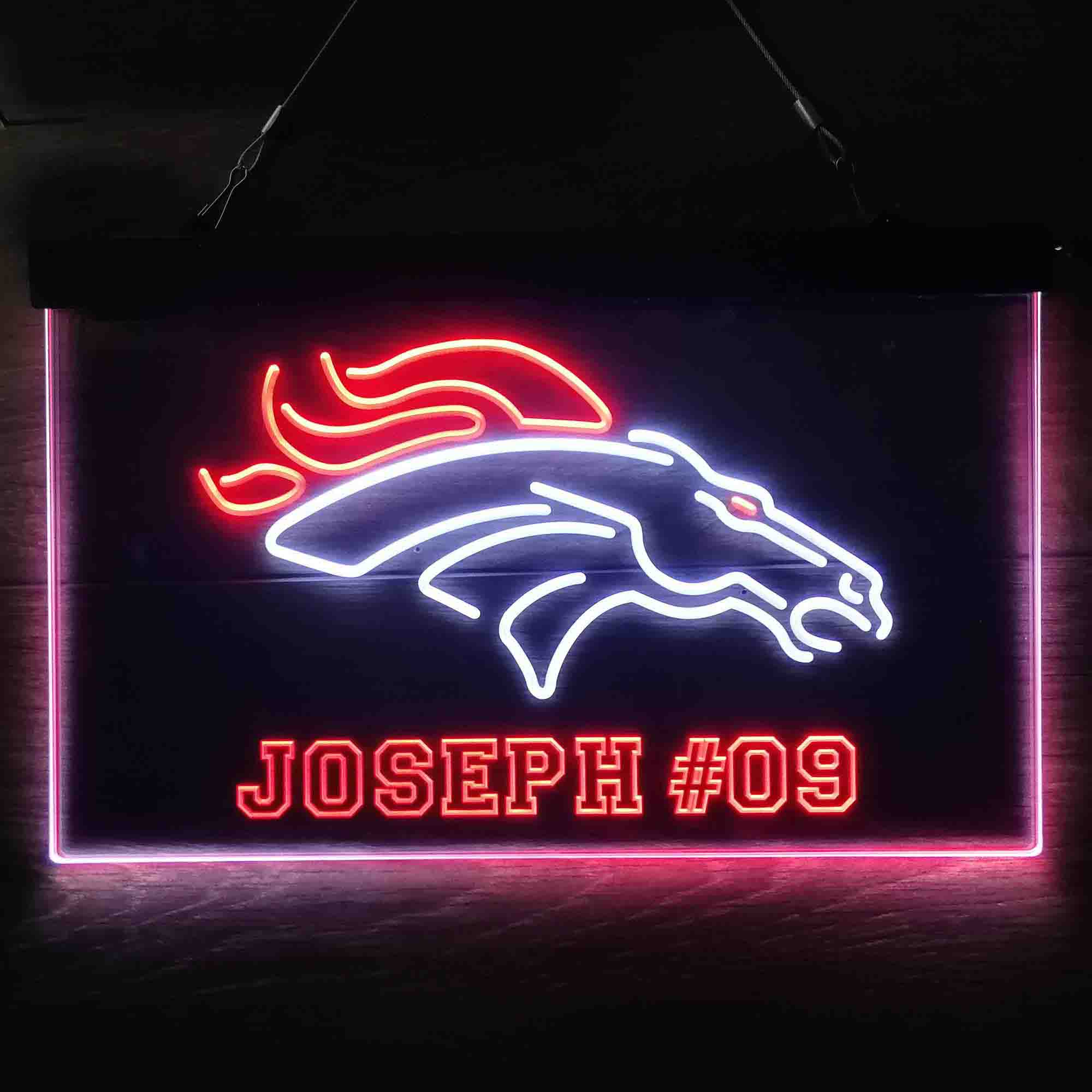 Personalized Denver Broncos Team Number Neon-Like LED Sign - ProLedSign