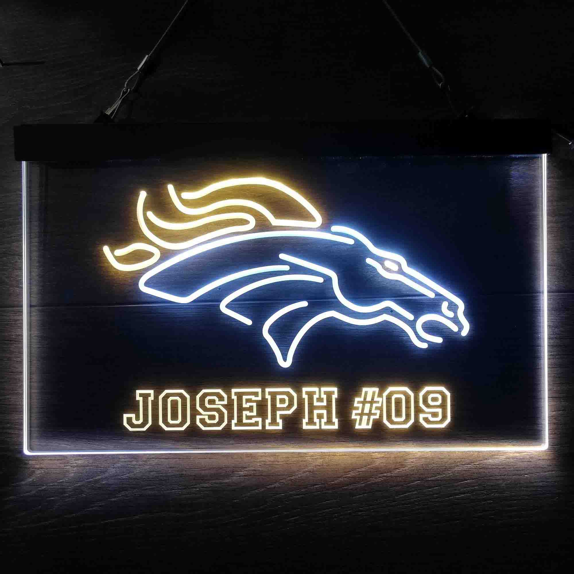 Personalized Denver Broncos Team Number Neon-Like LED Sign - ProLedSign