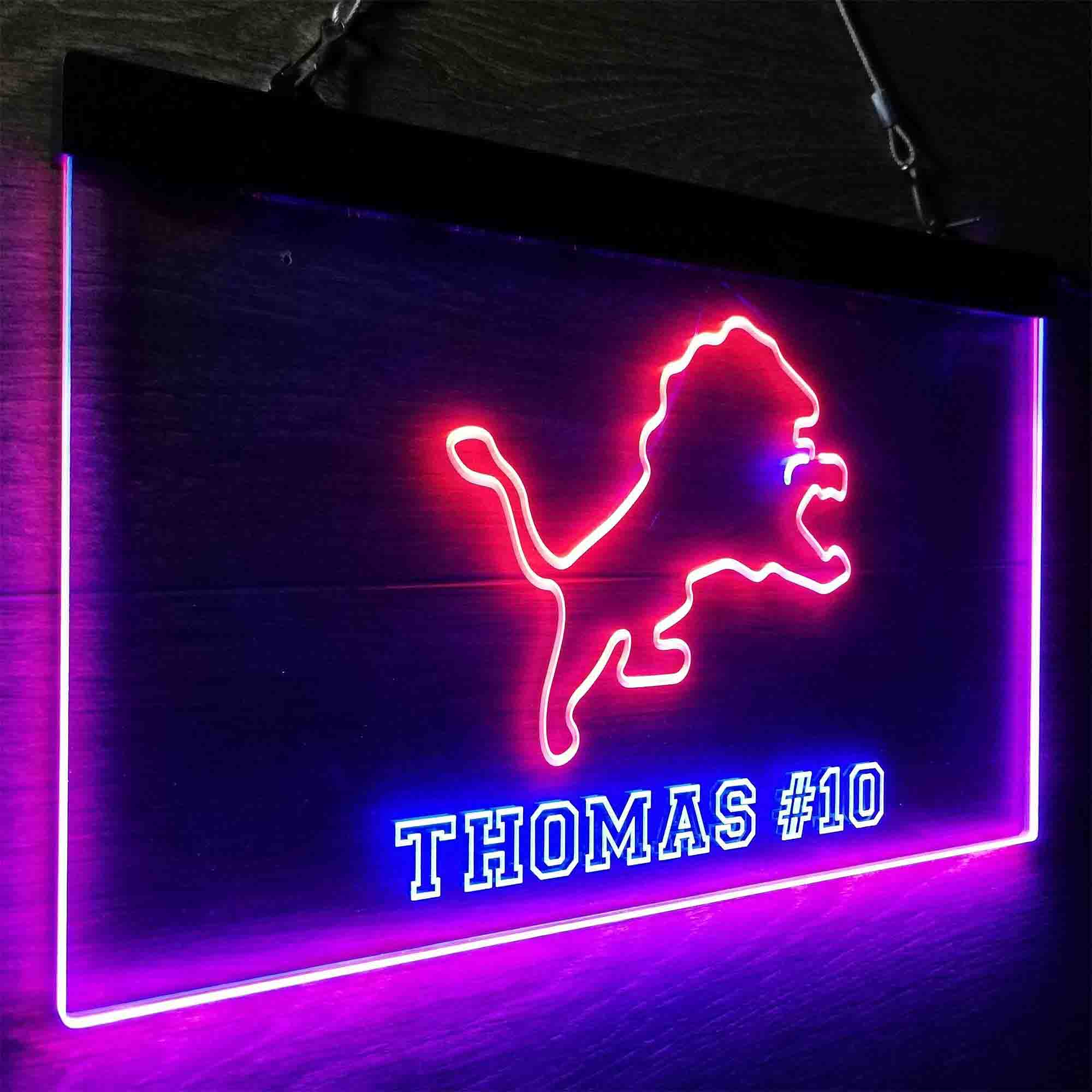 Personalized Detroit Lions Team Number Neon-Like LED Light Sign - ProLedSign