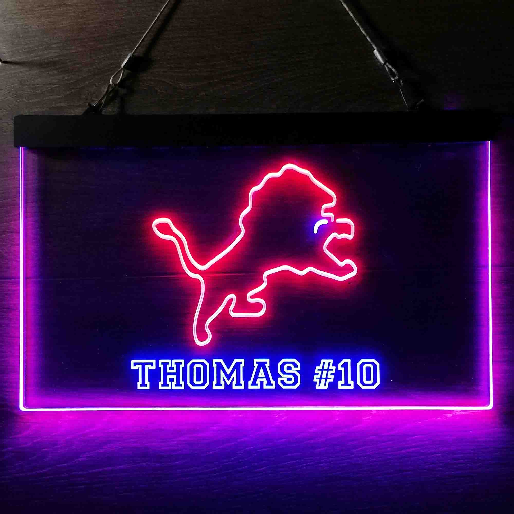 Personalized Detroit Lions Team Number Neon-Like LED Light Sign - ProLedSign