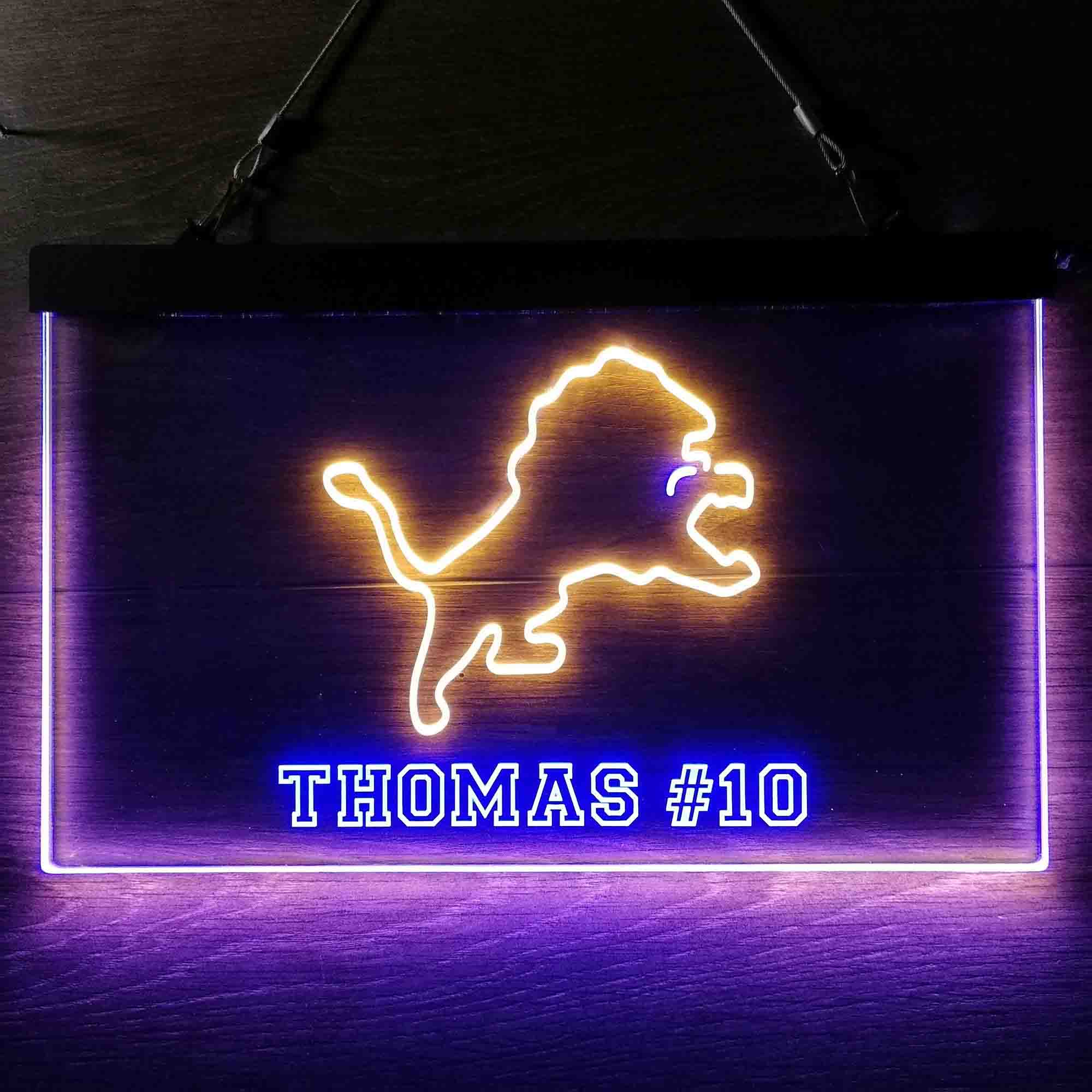 Personalized Detroit Lions Team Number Neon-Like LED Light Sign - ProLedSign