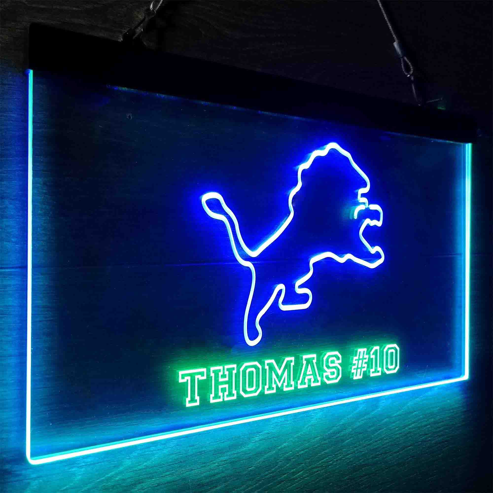 Personalized Detroit Lions Team Number Neon-Like LED Light Sign - ProLedSign