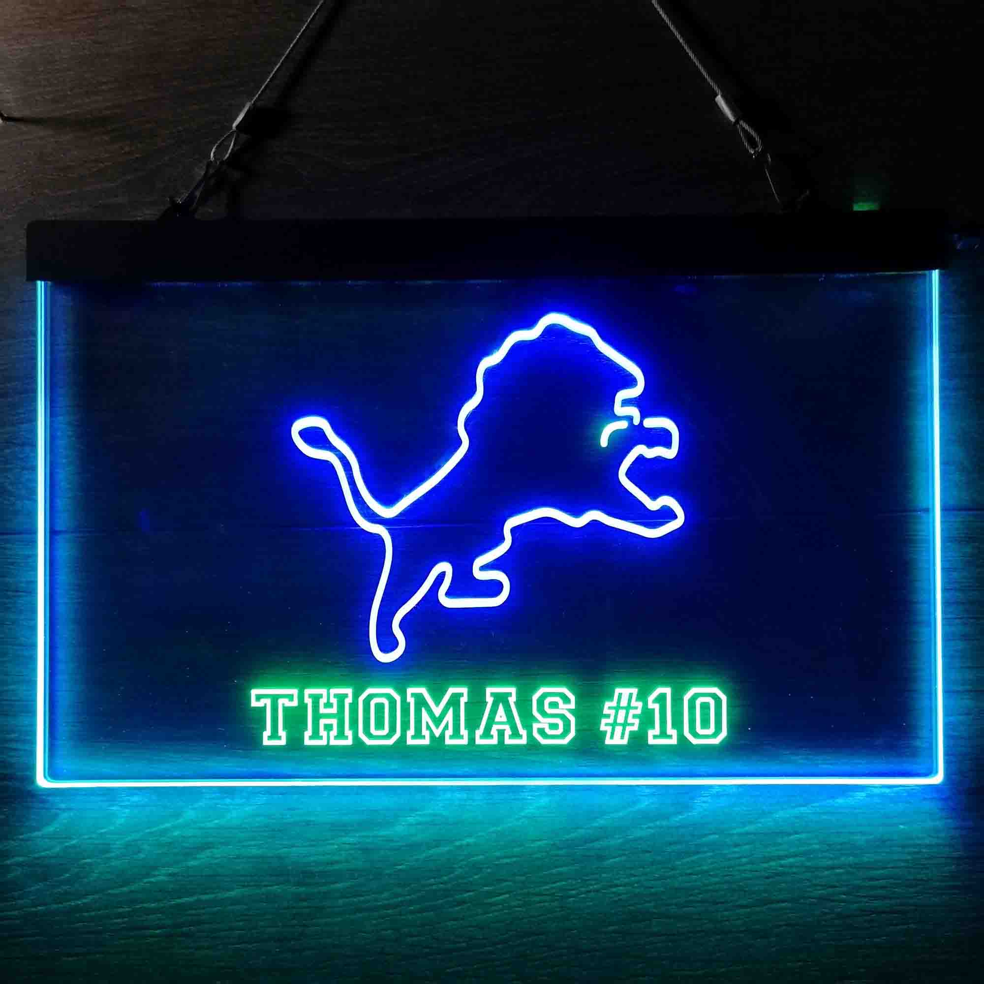 Personalized Detroit Lions Team Number Neon-Like LED Light Sign - ProLedSign