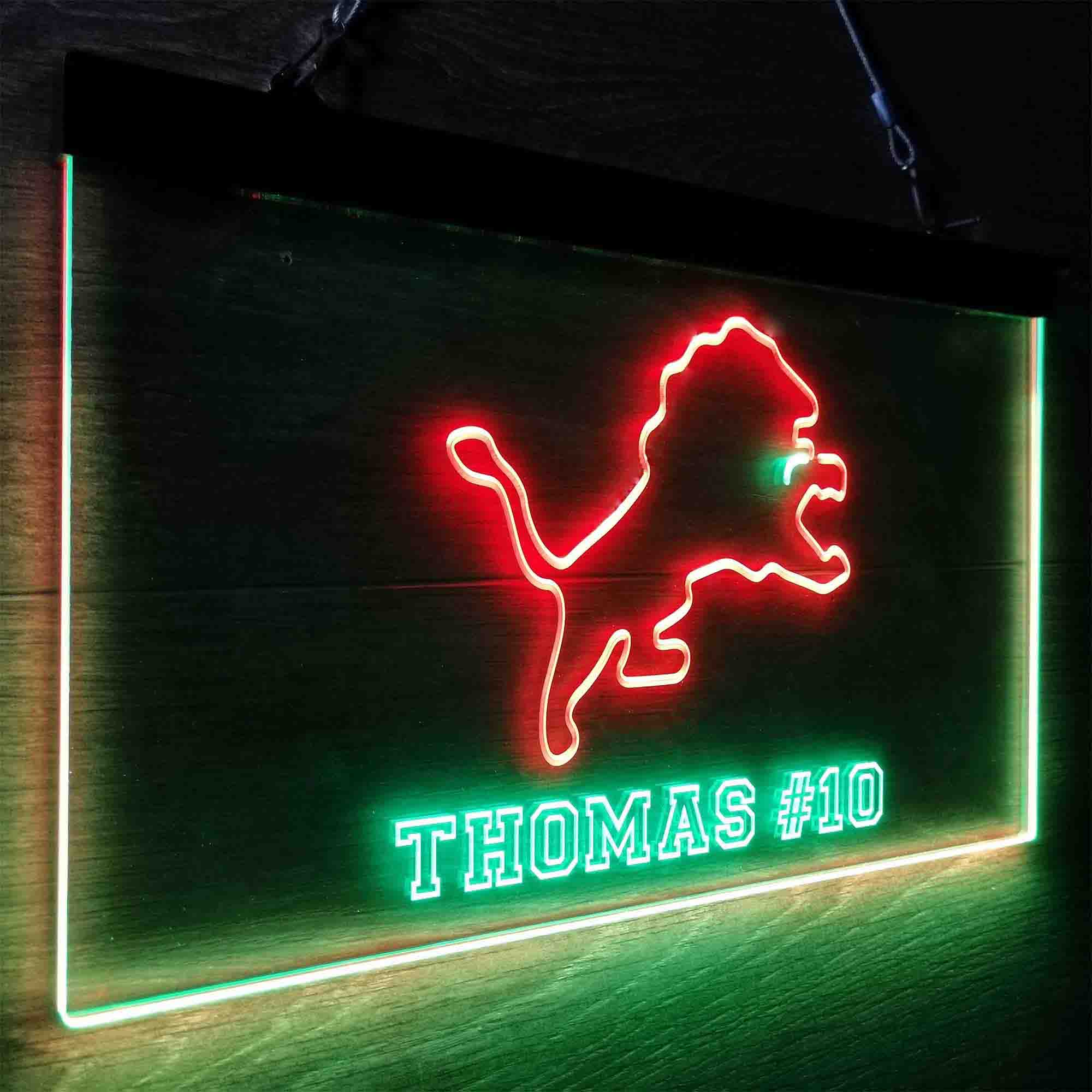 Personalized Detroit Lions Team Number Neon-Like LED Light Sign - ProLedSign