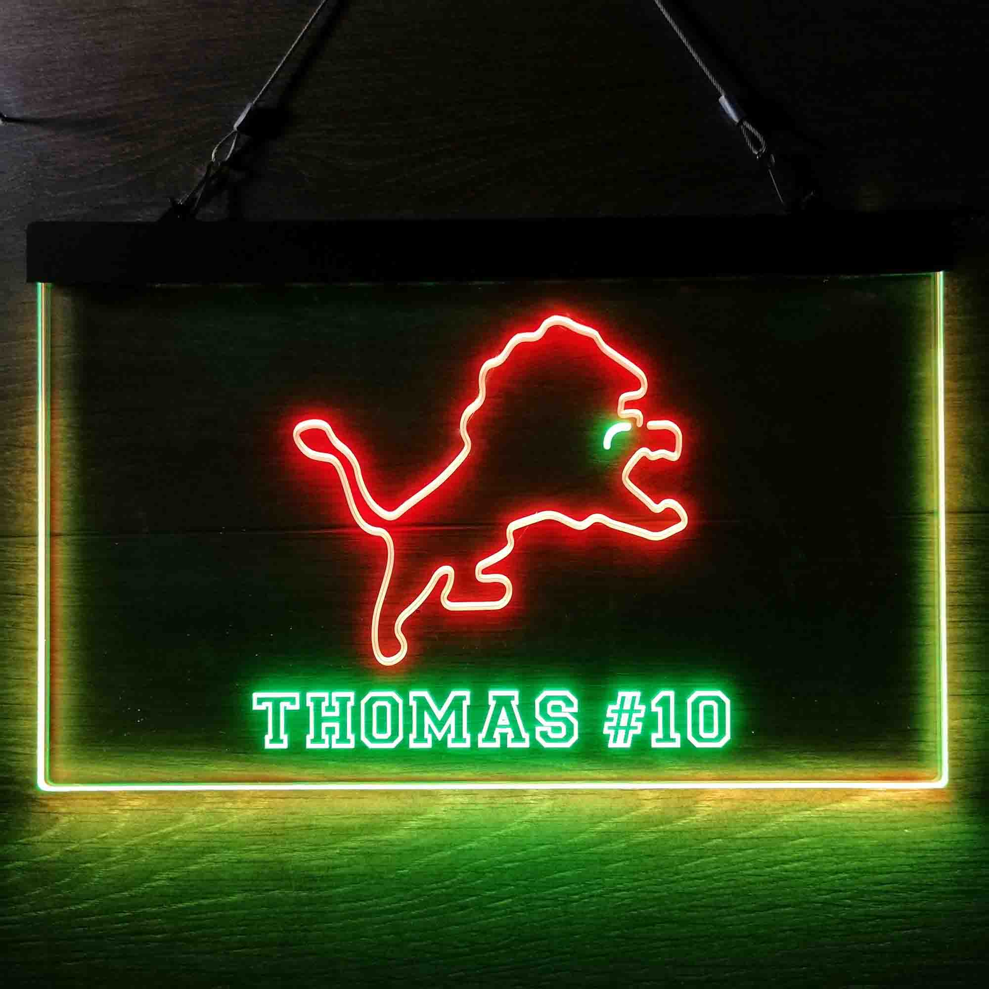 Personalized Detroit Lions Team Number Neon-Like LED Light Sign - ProLedSign