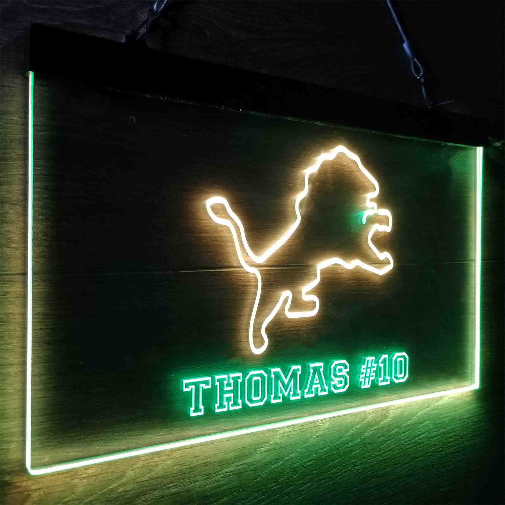 Personalized Detroit Lions Team Number Neon-Like LED Light Sign - ProLedSign