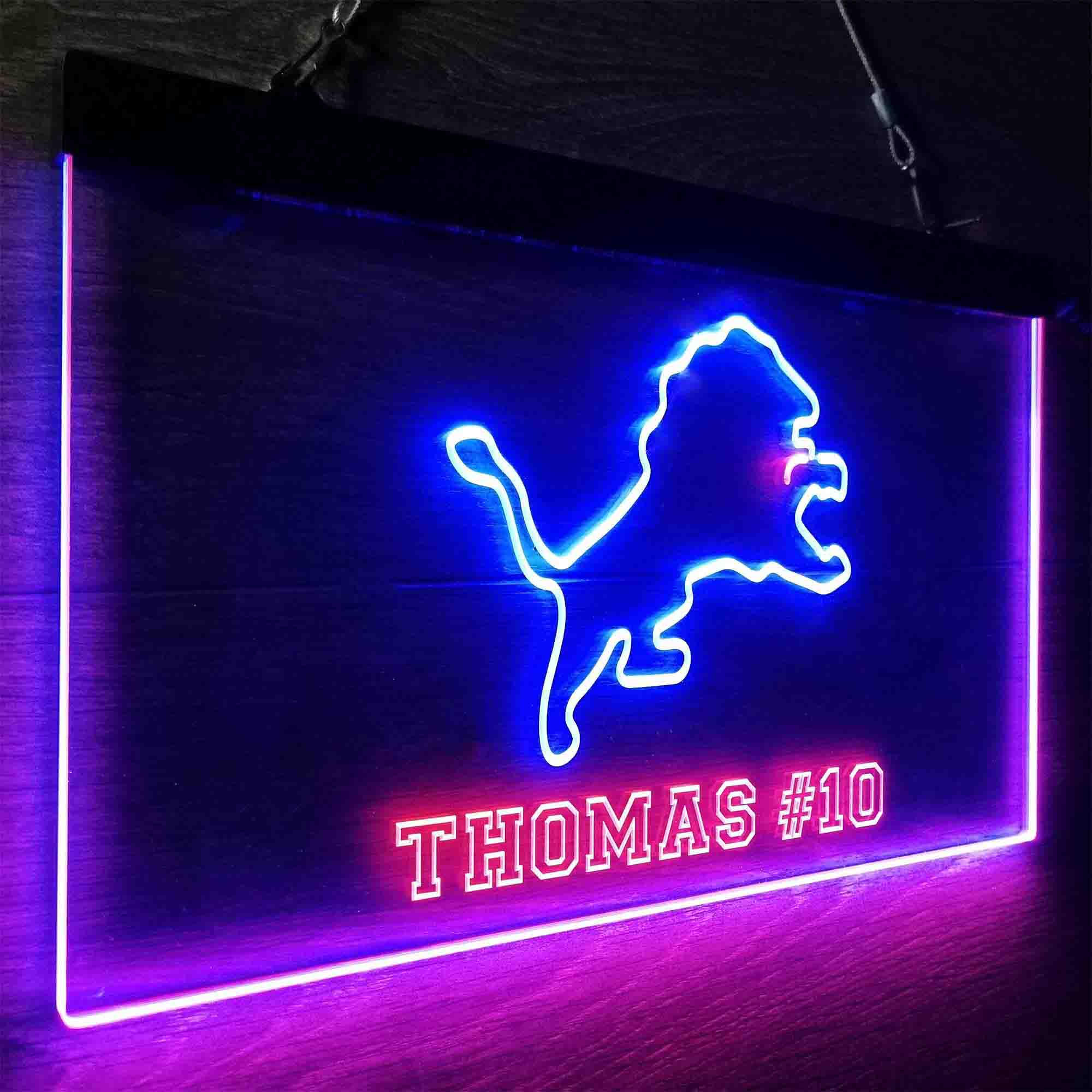 Personalized Detroit Lions Team Number Neon-Like LED Light Sign - ProLedSign