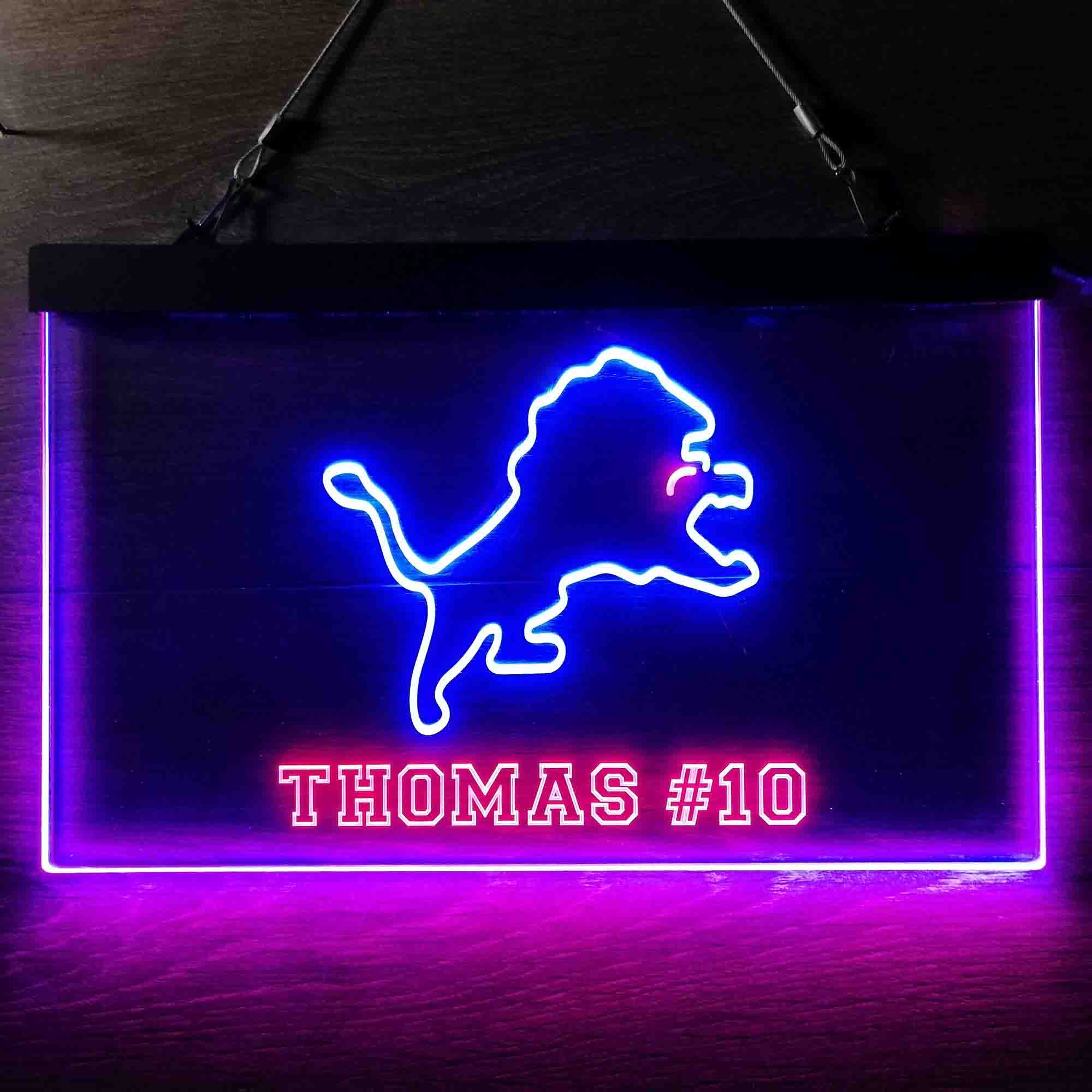 Personalized Detroit Lions Team Number Neon-Like LED Light Sign - ProLedSign