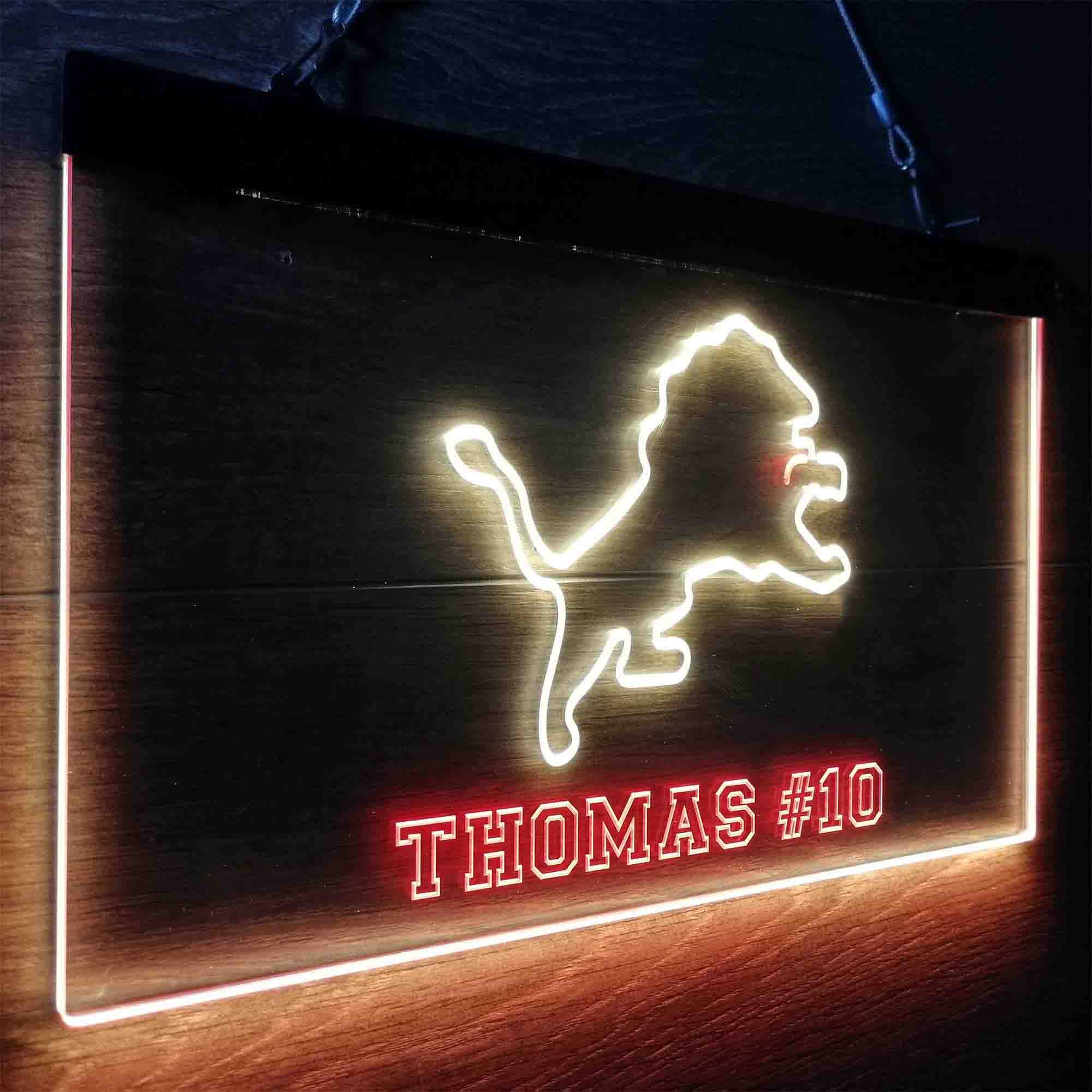 Personalized Detroit Lions Team Number Neon-Like LED Light Sign - ProLedSign