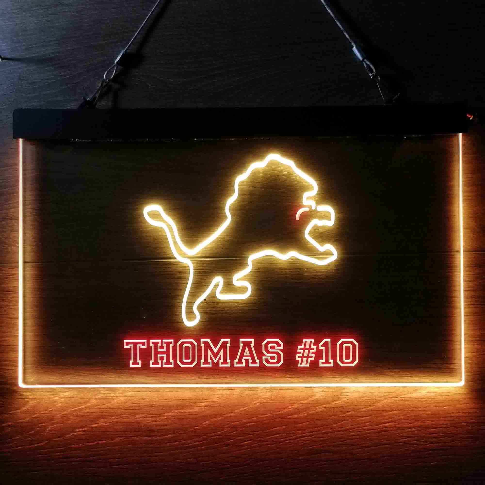 Personalized Detroit Lions Team Number Neon-Like LED Light Sign - ProLedSign