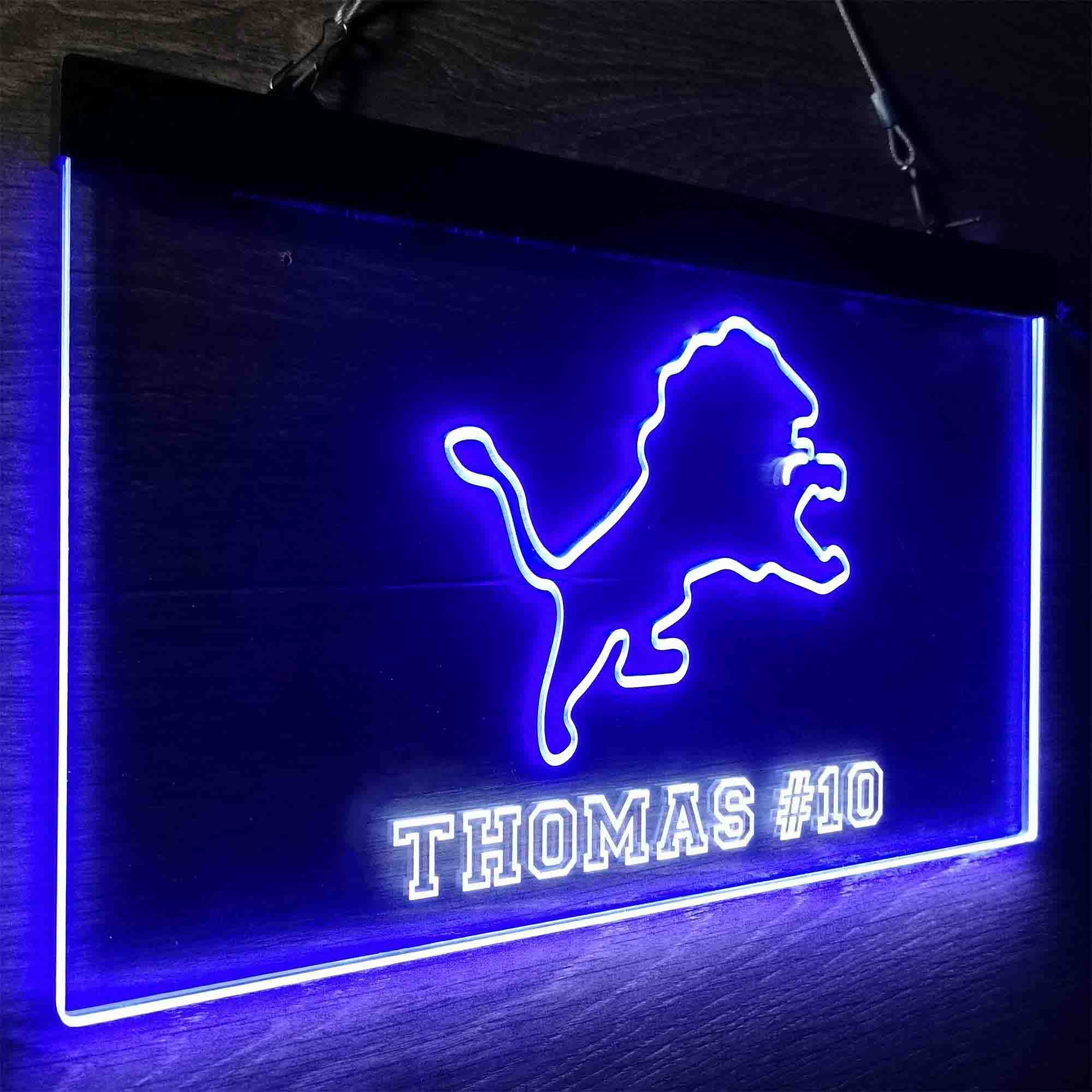 Personalized Detroit Lions Team Number Neon-Like LED Light Sign - ProLedSign