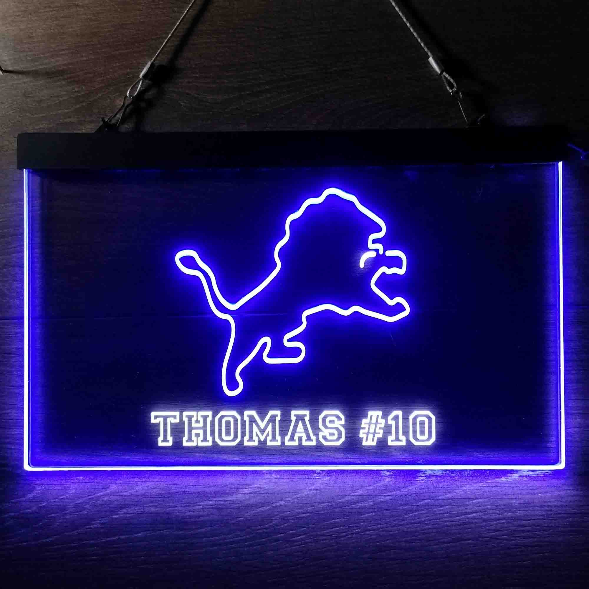 Personalized Detroit Lions Team Number Neon-Like LED Light Sign - ProLedSign