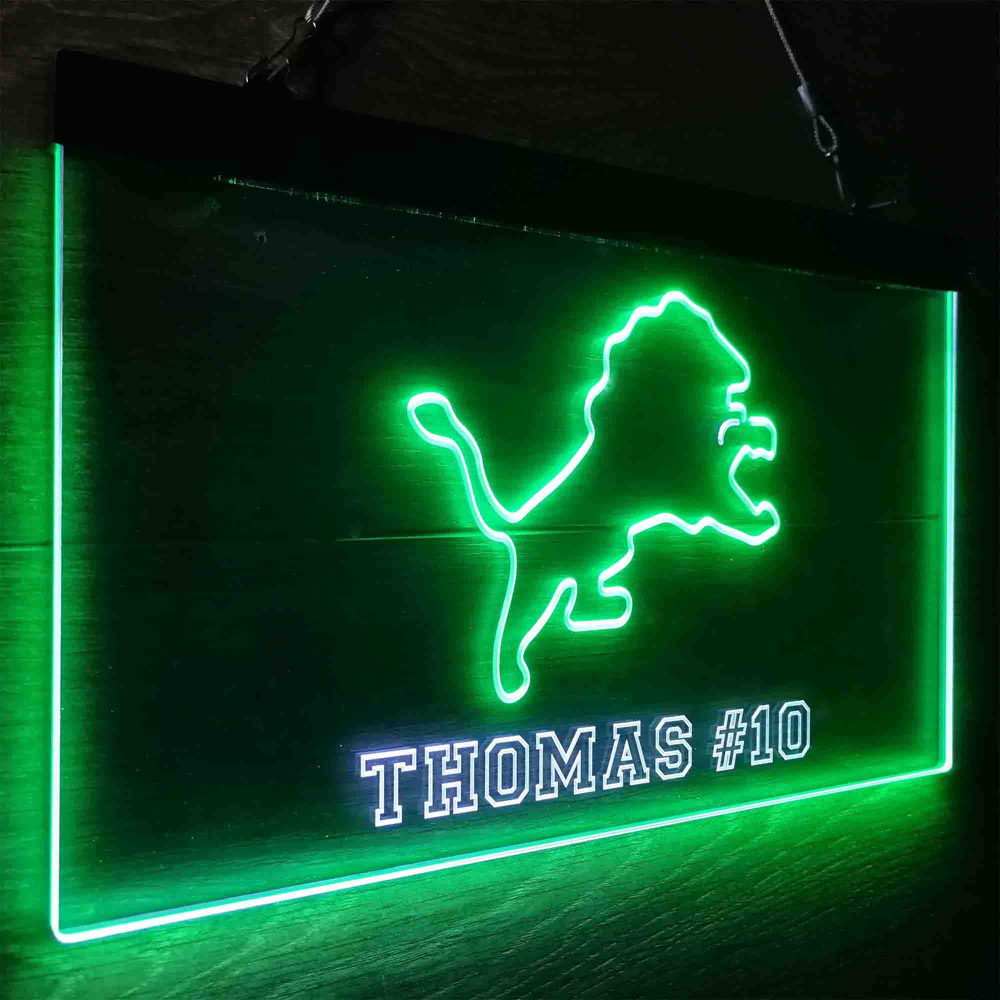 Personalized Detroit Lions Team Number Neon-Like LED Light Sign - ProLedSign