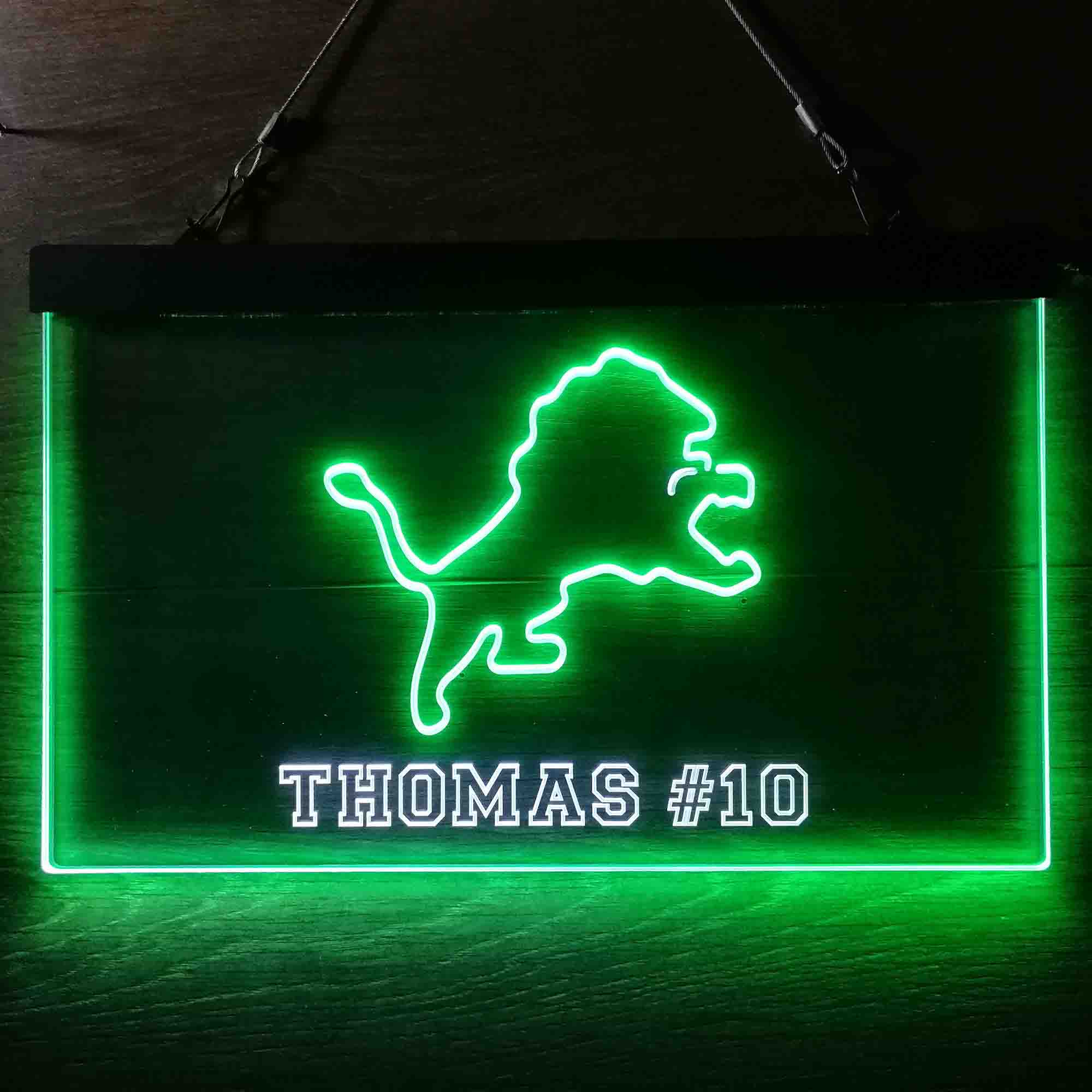 Personalized Detroit Lions Team Number Neon-Like LED Light Sign - ProLedSign