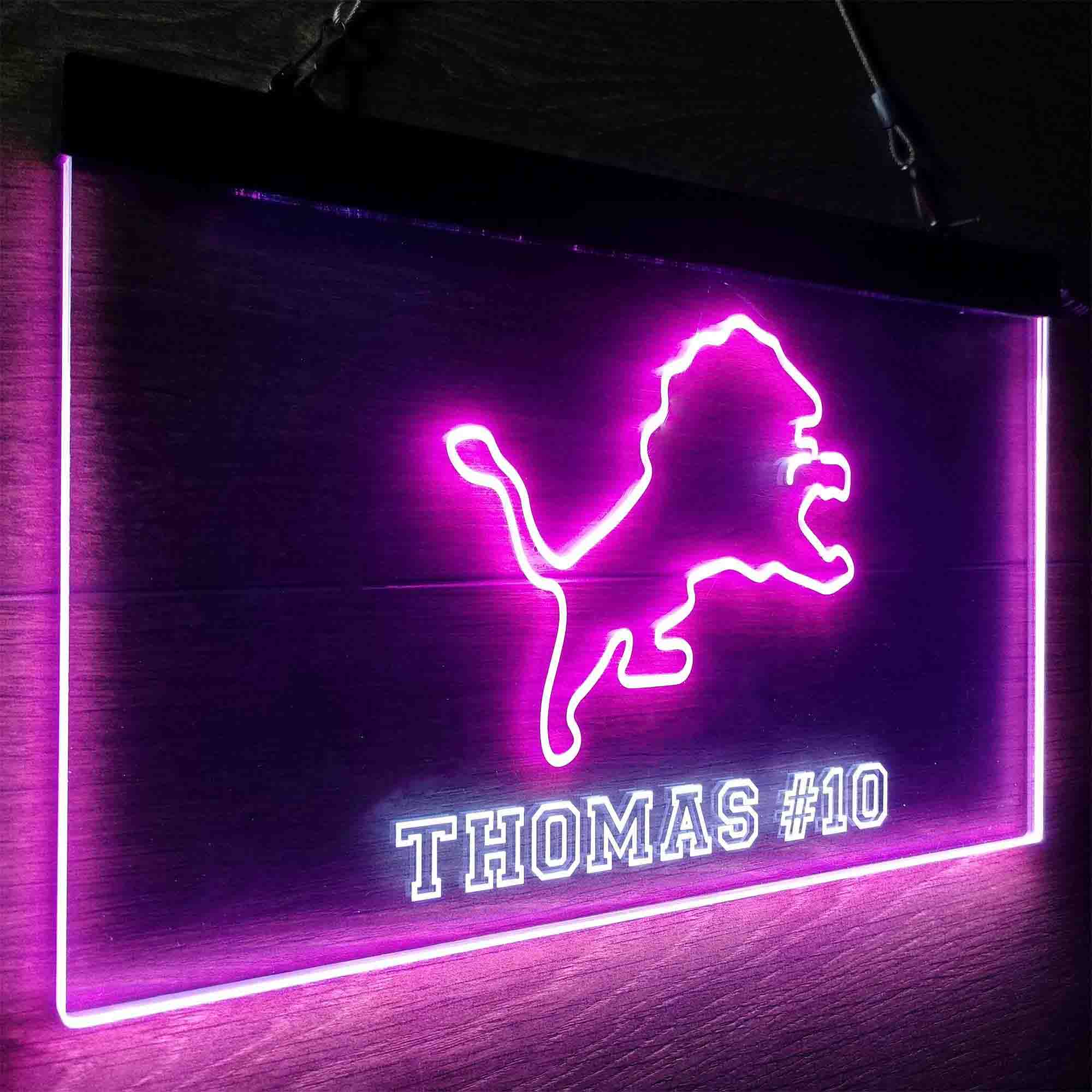 Personalized Detroit Lions Team Number Neon-Like LED Light Sign - ProLedSign