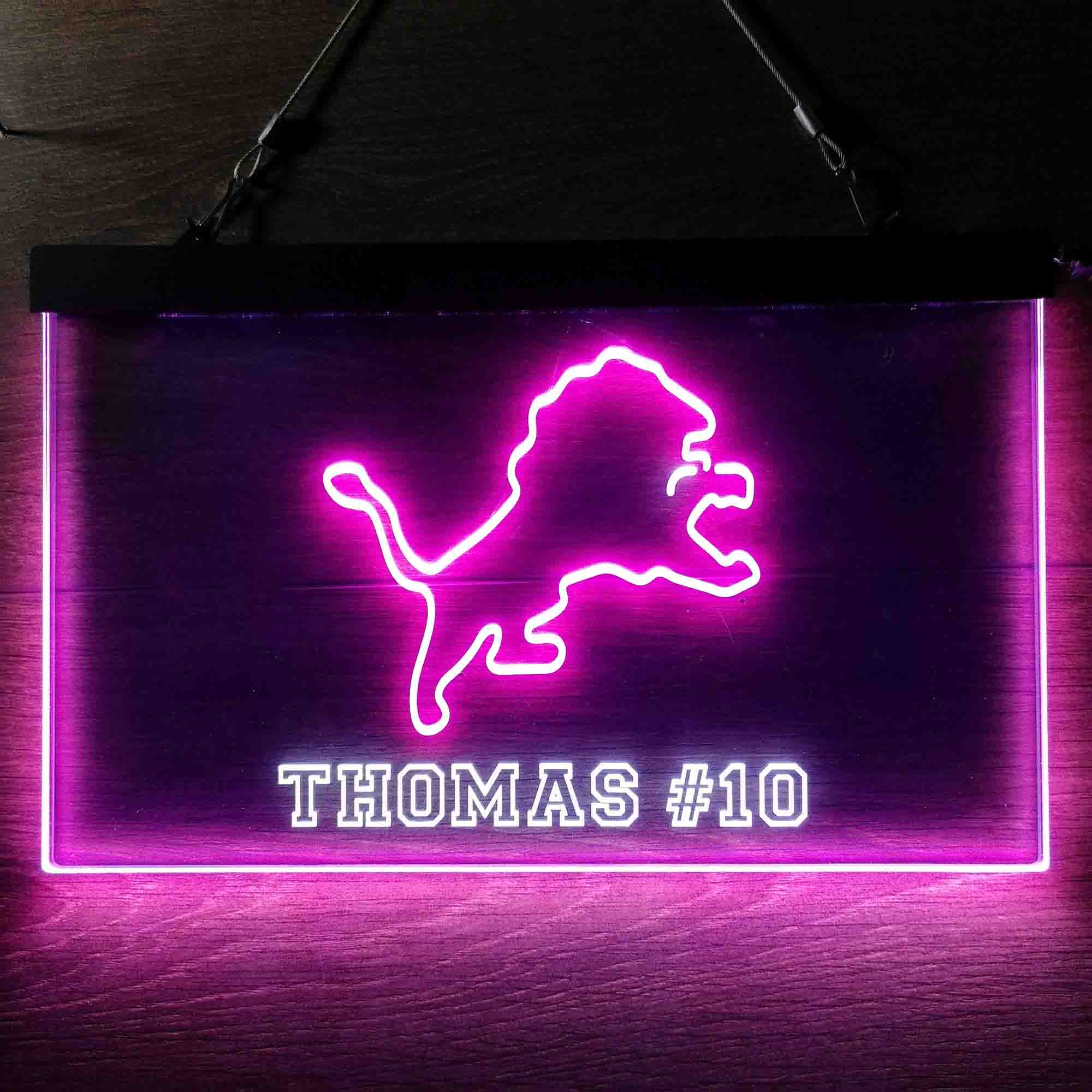 Personalized Detroit Lions Team Number Neon-Like LED Light Sign - ProLedSign