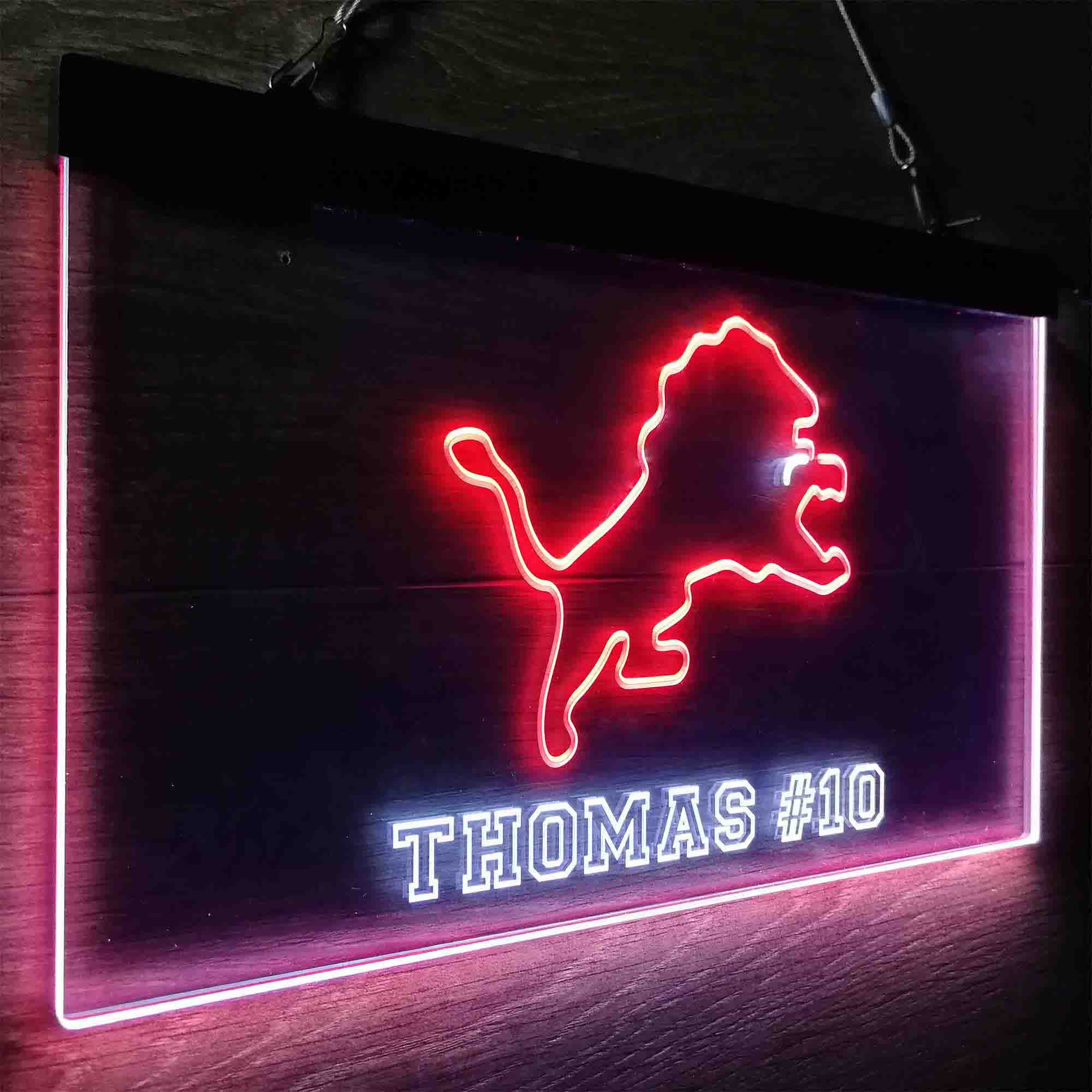 Personalized Detroit Lions Team Number Neon-Like LED Light Sign - ProLedSign