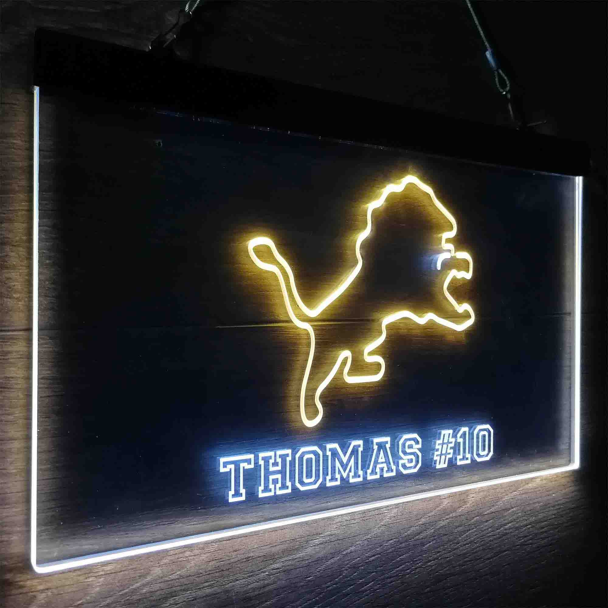 Personalized Detroit Lions Team Number Neon-Like LED Light Sign - ProLedSign