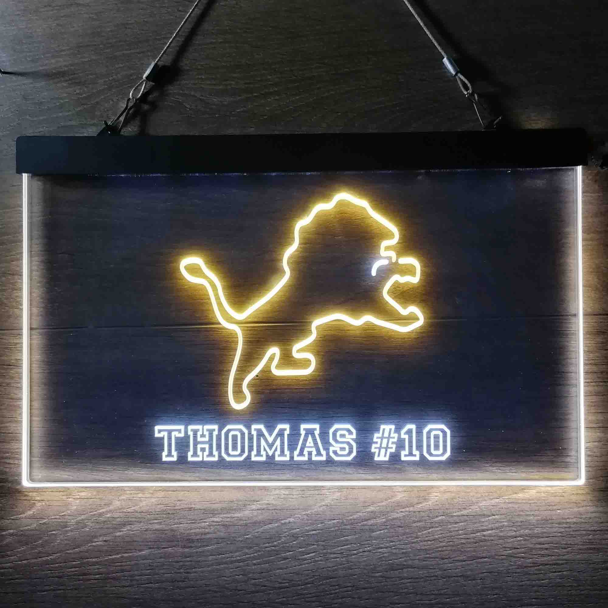 Personalized Detroit Lions Team Number Neon-Like LED Light Sign