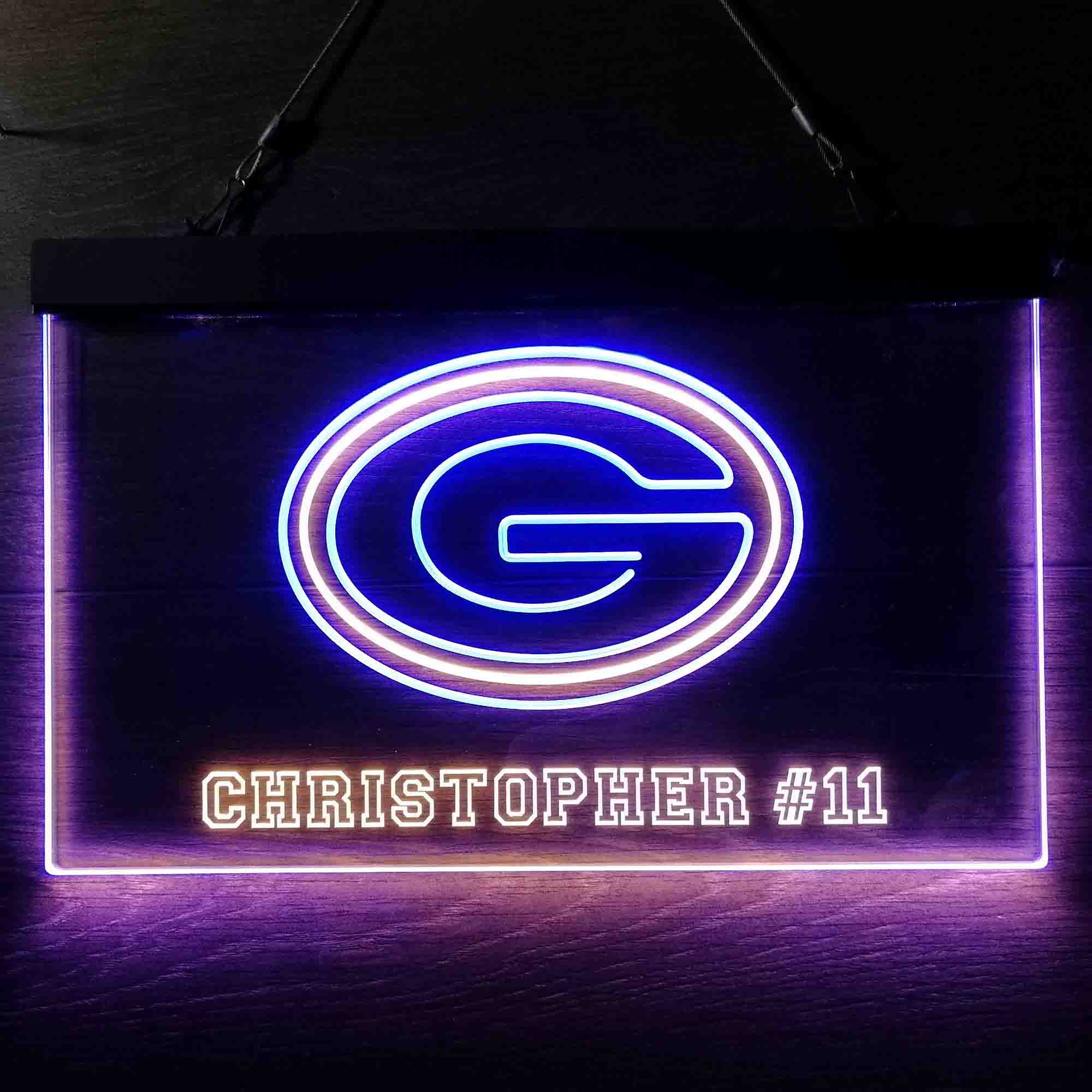 Personalized Green Bay Packers Team Number Neon-Like LED Sign - ProLedSign