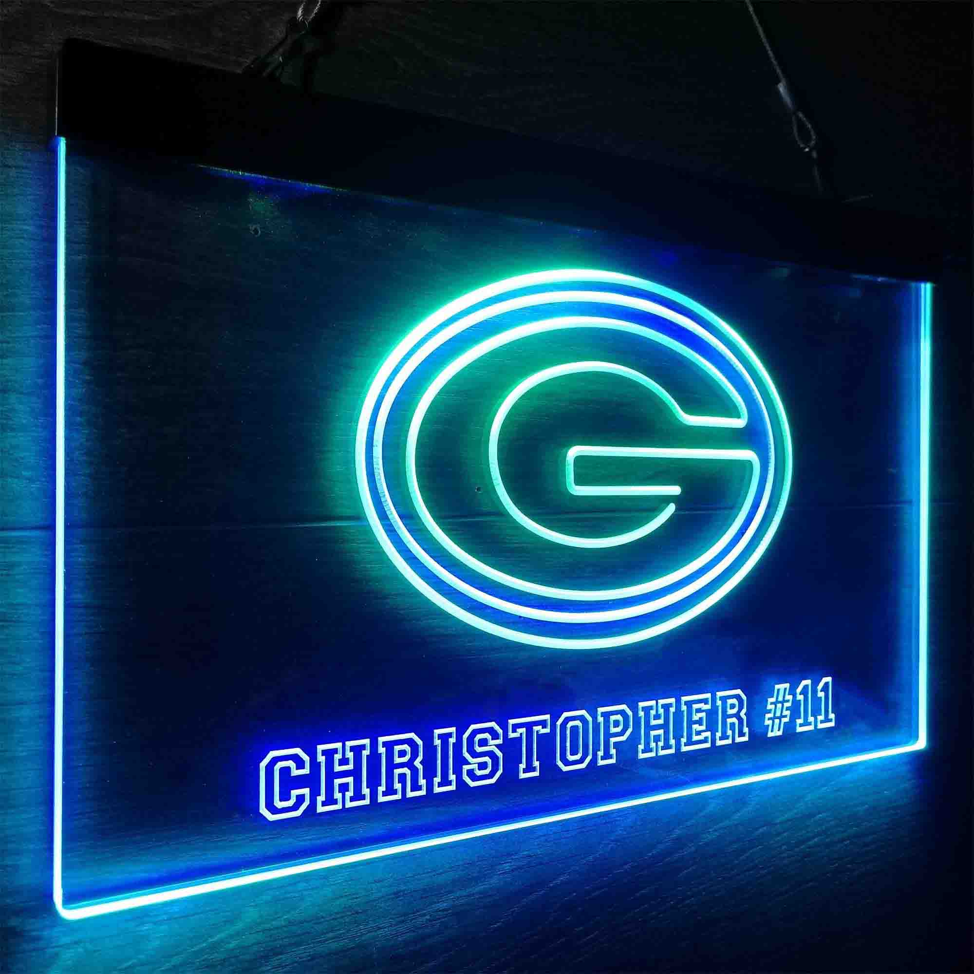 Personalized Green Bay Packers Team Number Neon-Like LED Sign - ProLedSign