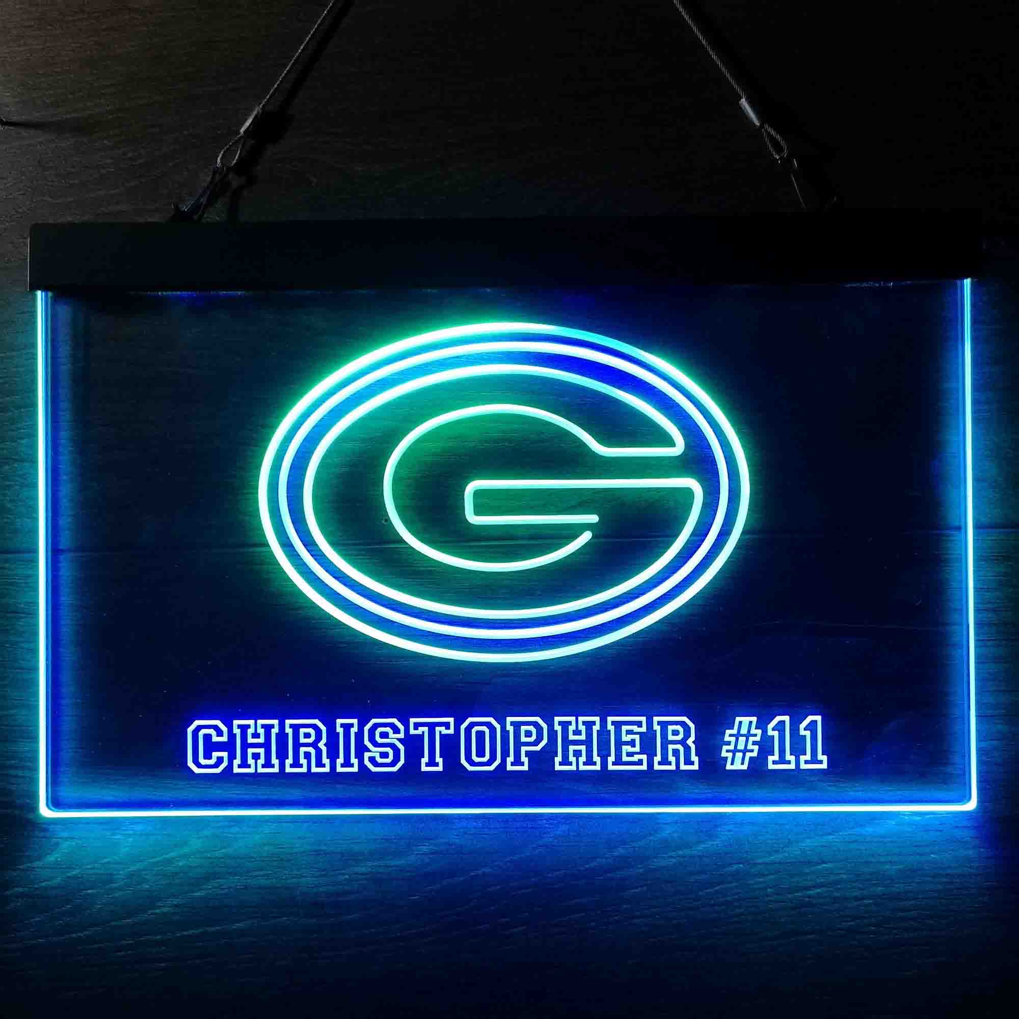 Personalized Green Bay Packers Team Number Neon-Like LED Sign - ProLedSign