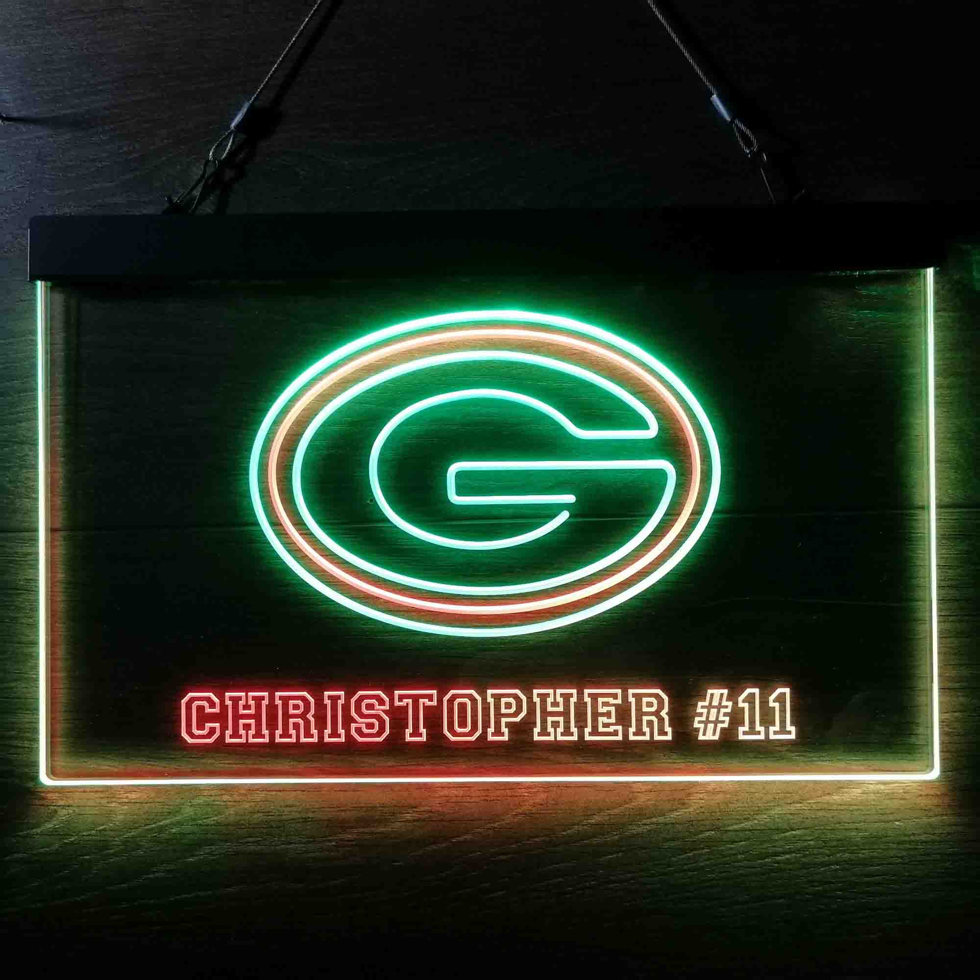 Personalized Green Bay Packers Team Number Neon-Like LED Sign - ProLedSign