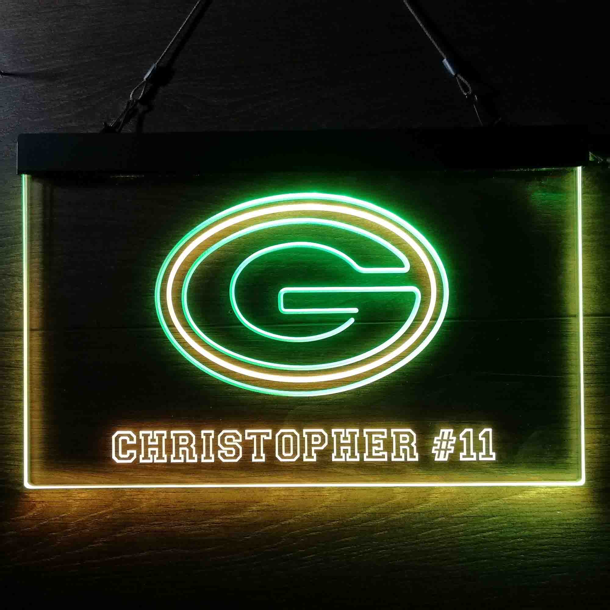 Personalized Green Bay Packers Team Number Neon-Like LED Sign - ProLedSign