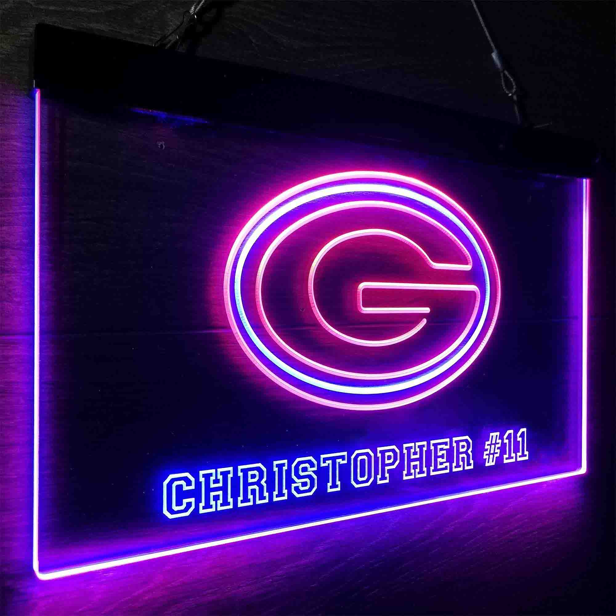 Personalized Green Bay Packers Team Number Neon-Like LED Sign - ProLedSign