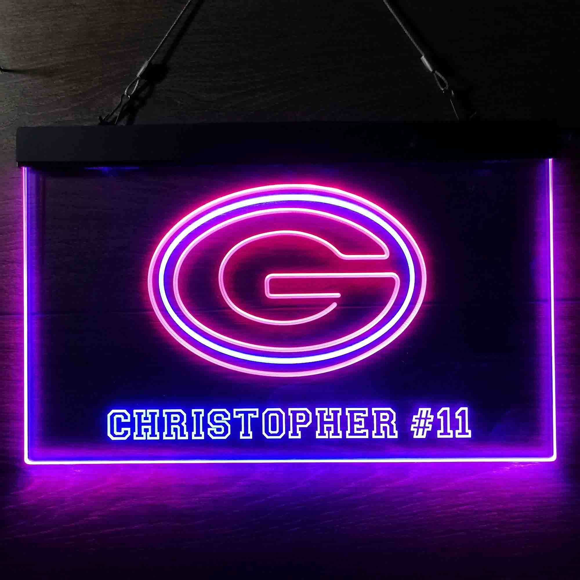 Personalized Green Bay Packers Team Number Neon-Like LED Sign - ProLedSign