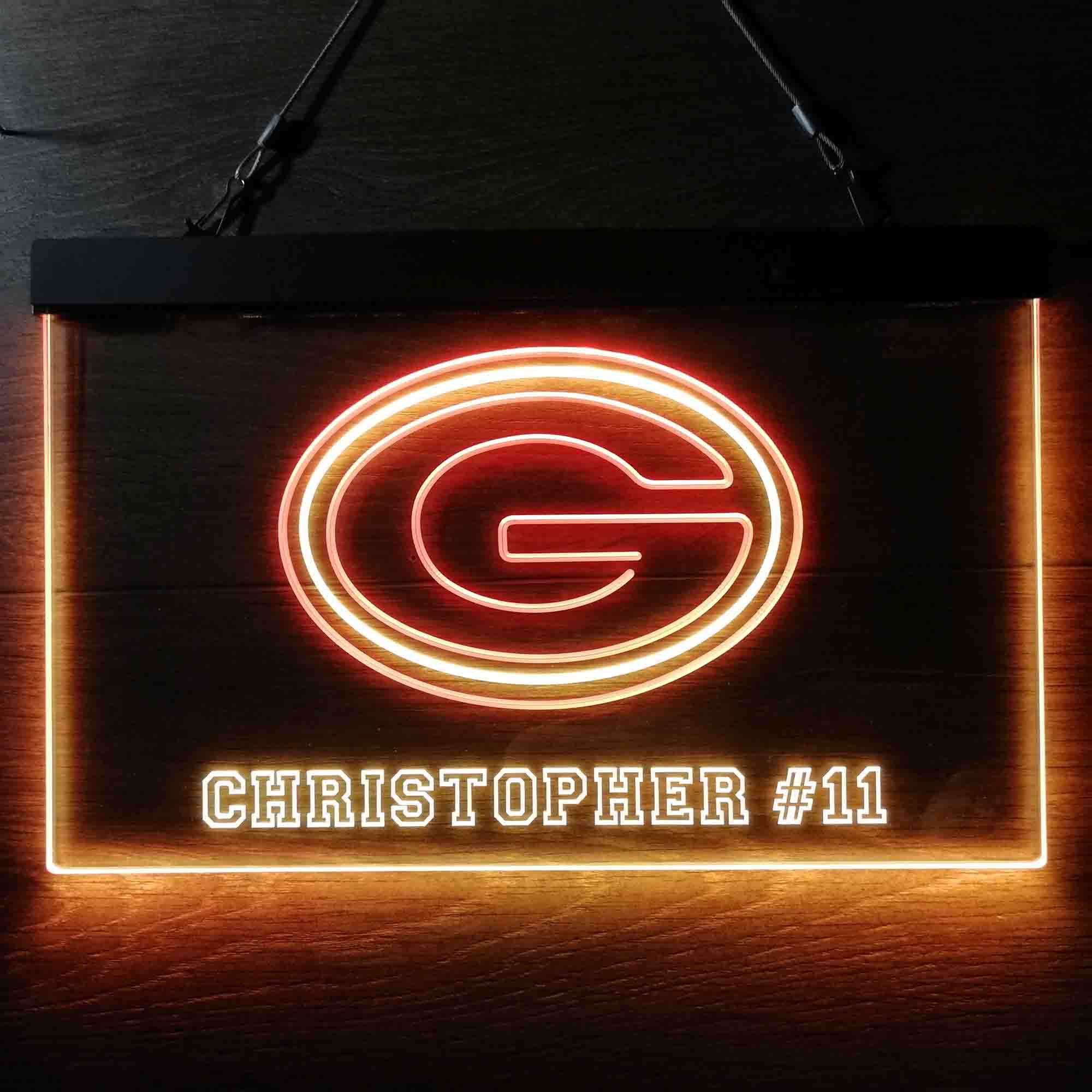 Personalized Green Bay Packers Team Number Neon-Like LED Sign - ProLedSign