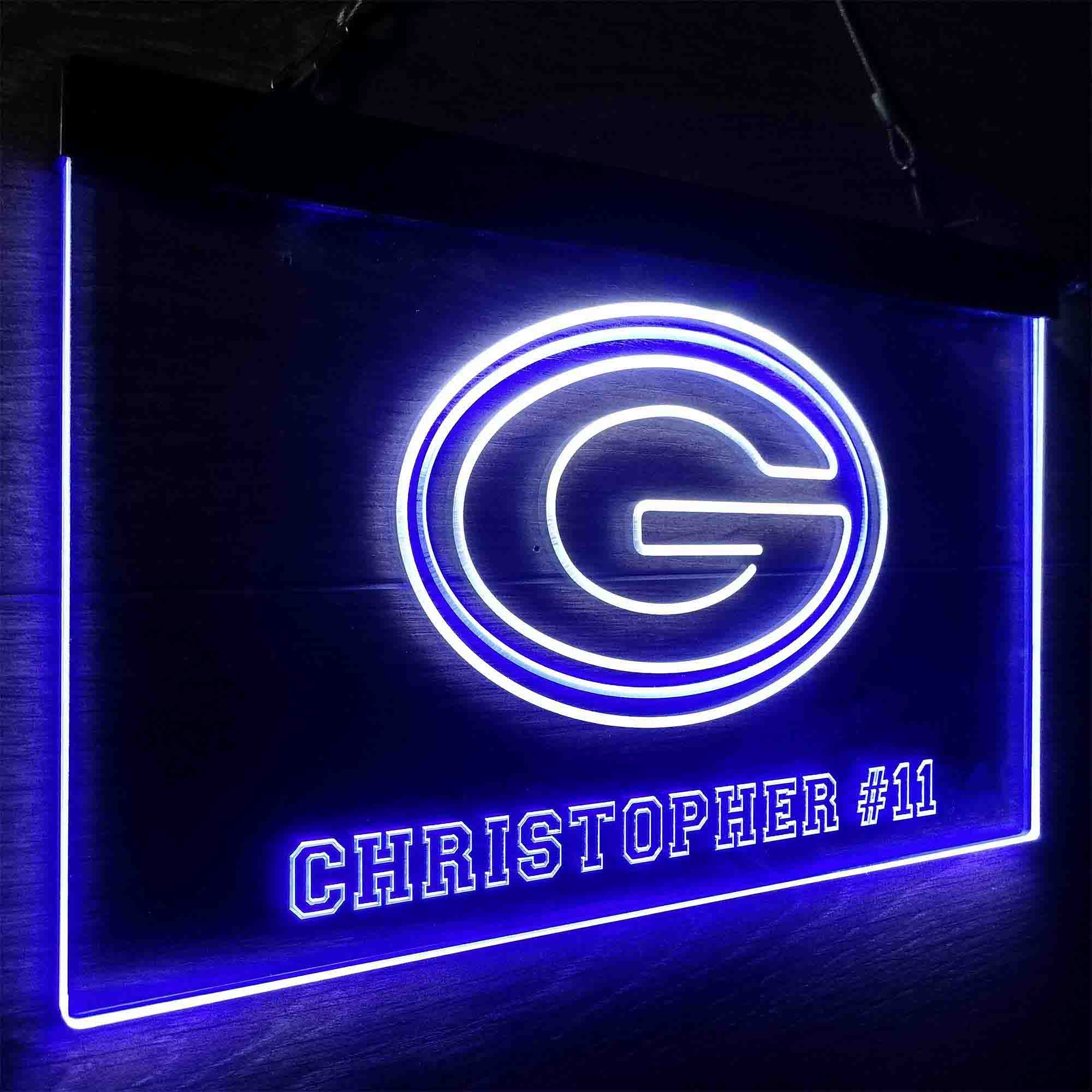 Personalized Green Bay Packers Team Number Neon-Like LED Sign - ProLedSign